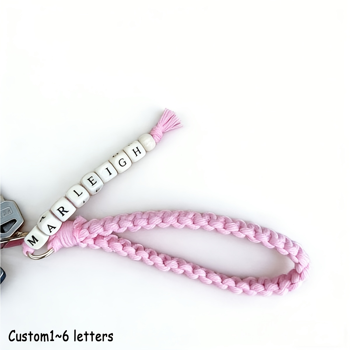 TEMU Gepersonaliseerde 1-delige sleutelhanger in bohemian-stijl met naam, cadeau voor bruidsmeisjes, geweven sleutelhanger met naam, cadeau doos voor