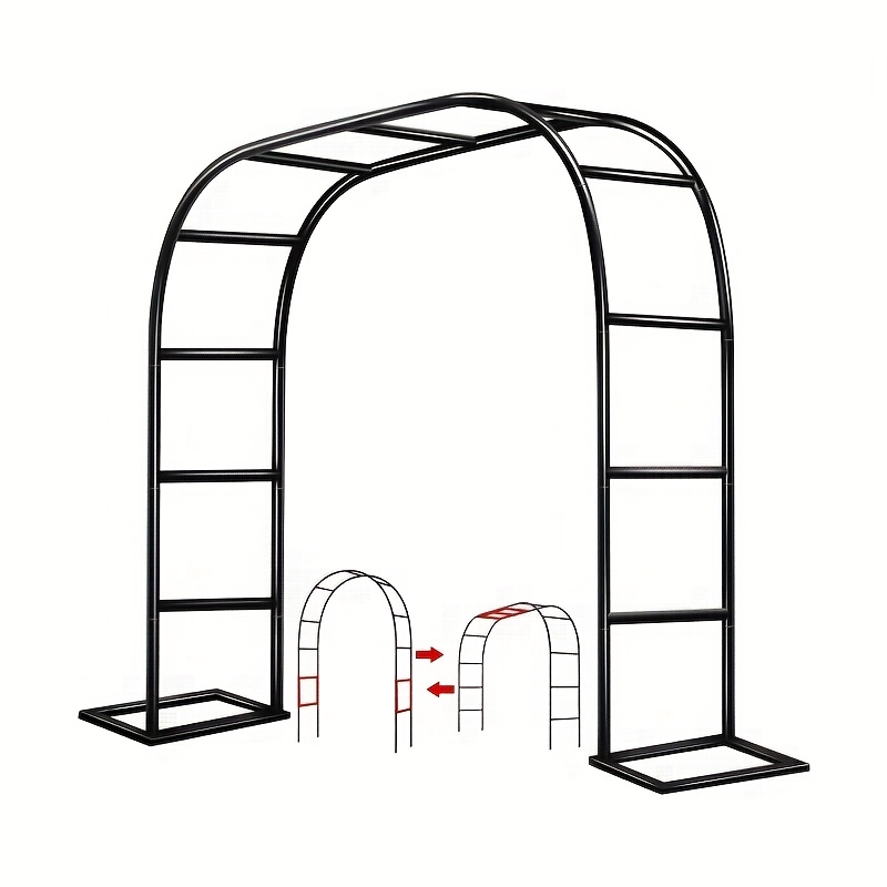 Heavy-Duty Steel Garden Arch with Hooks - Extra-Sturdy Metal Frame, Arched Design for Climbing Plants, Vines, Roses, Vegetables - Outdoor/Indoor Plant Support, Vertical Garden Structure - Ideal Valentine s Gift, Wedding, Birthday - Easy Assembly, Sturdy Base - Black Metal Construction for  , Entrances, Garden Decor - Durable & Stable Arched Gate for Balloons, Veggies, Roses -   Decoration