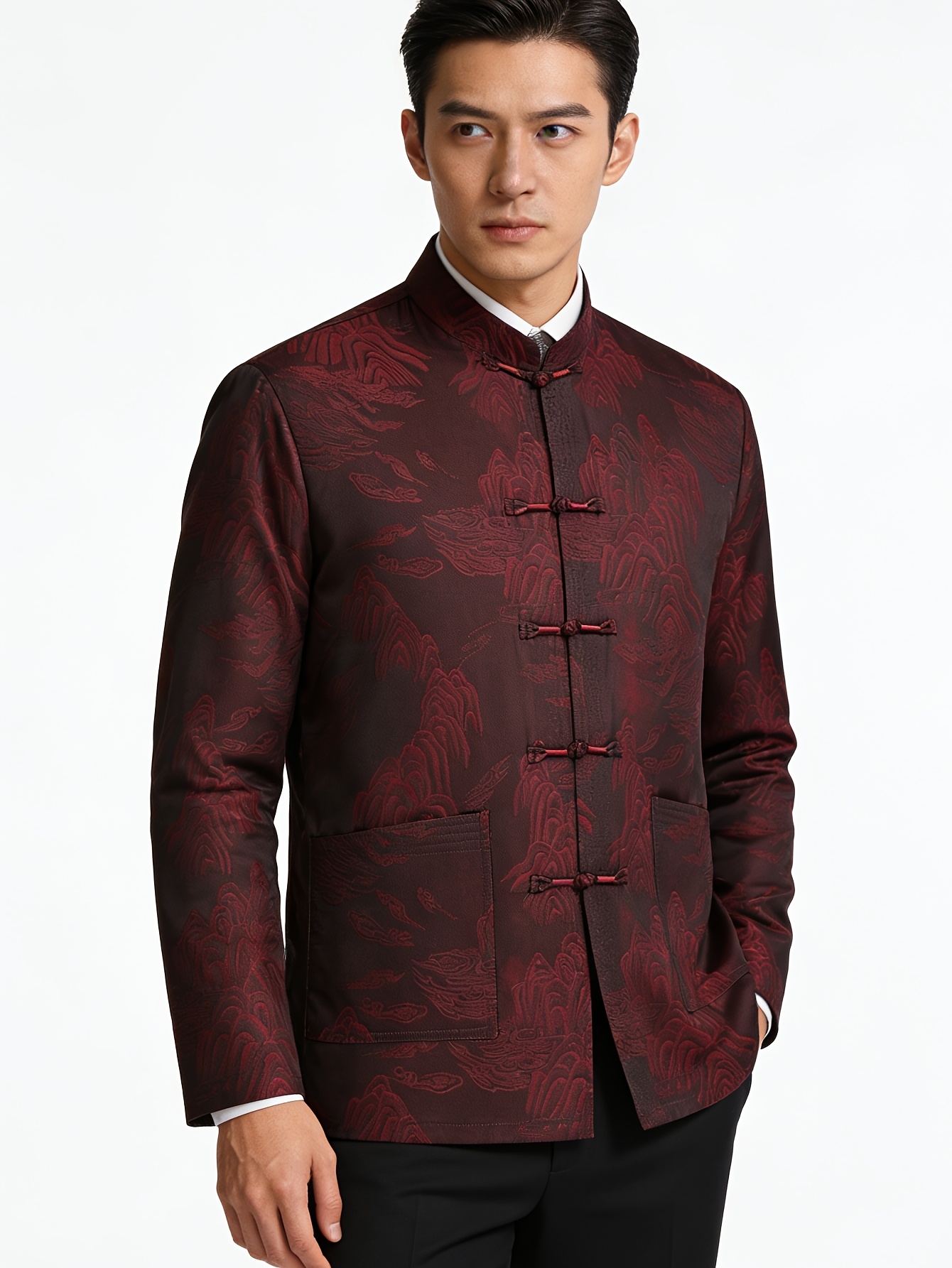 dress shirt in chinese New China Style stand-up collar linen shirt men's Tang suit Back / 3XL