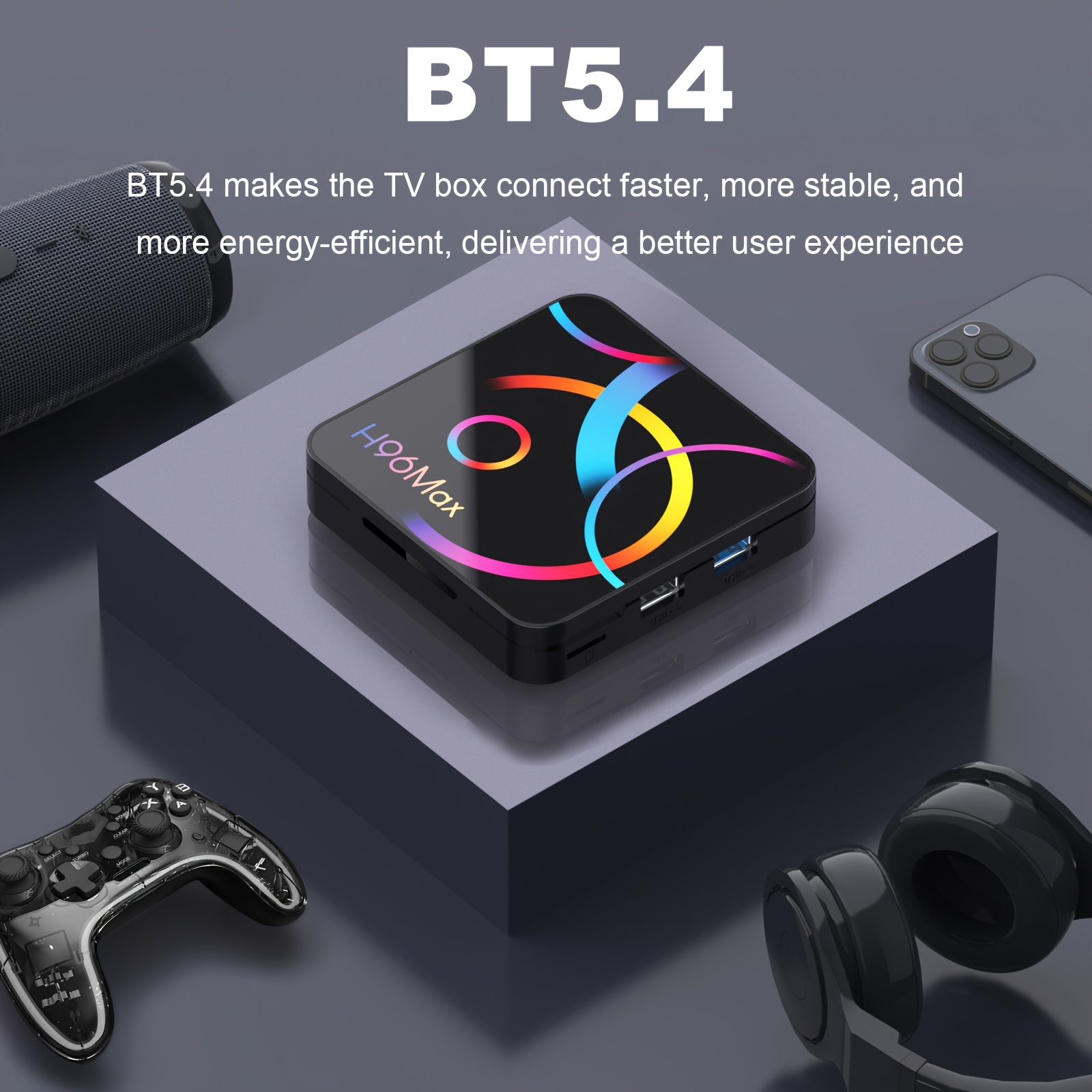 H96 MAX RK3518 Android 14.0 Smart TV Box | 4K@60fps HD, 3937.01inch Ethernet, Wi-Fi 6, BT 5.4, Google Assistant, HDR10, Stereo Sound, Durable Design - Google Play & Google Assistant Compatible