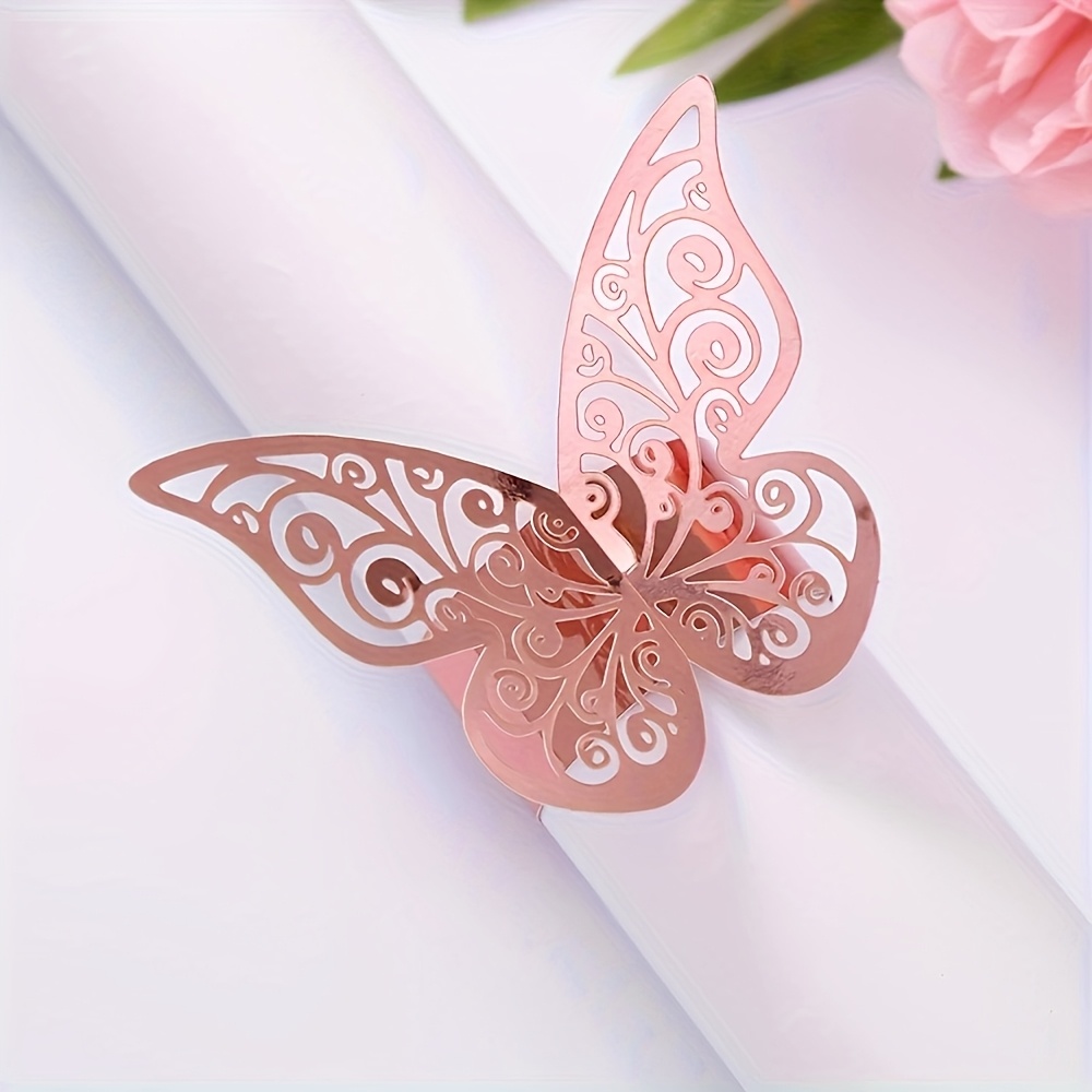 30pcs -shaped Napkin Rings - Elegant Pink Table Decor For Weddings, Christmas Dinners & Family Gatherings, Durable Reusable Napkin Holders | Pattern | Polished Finish