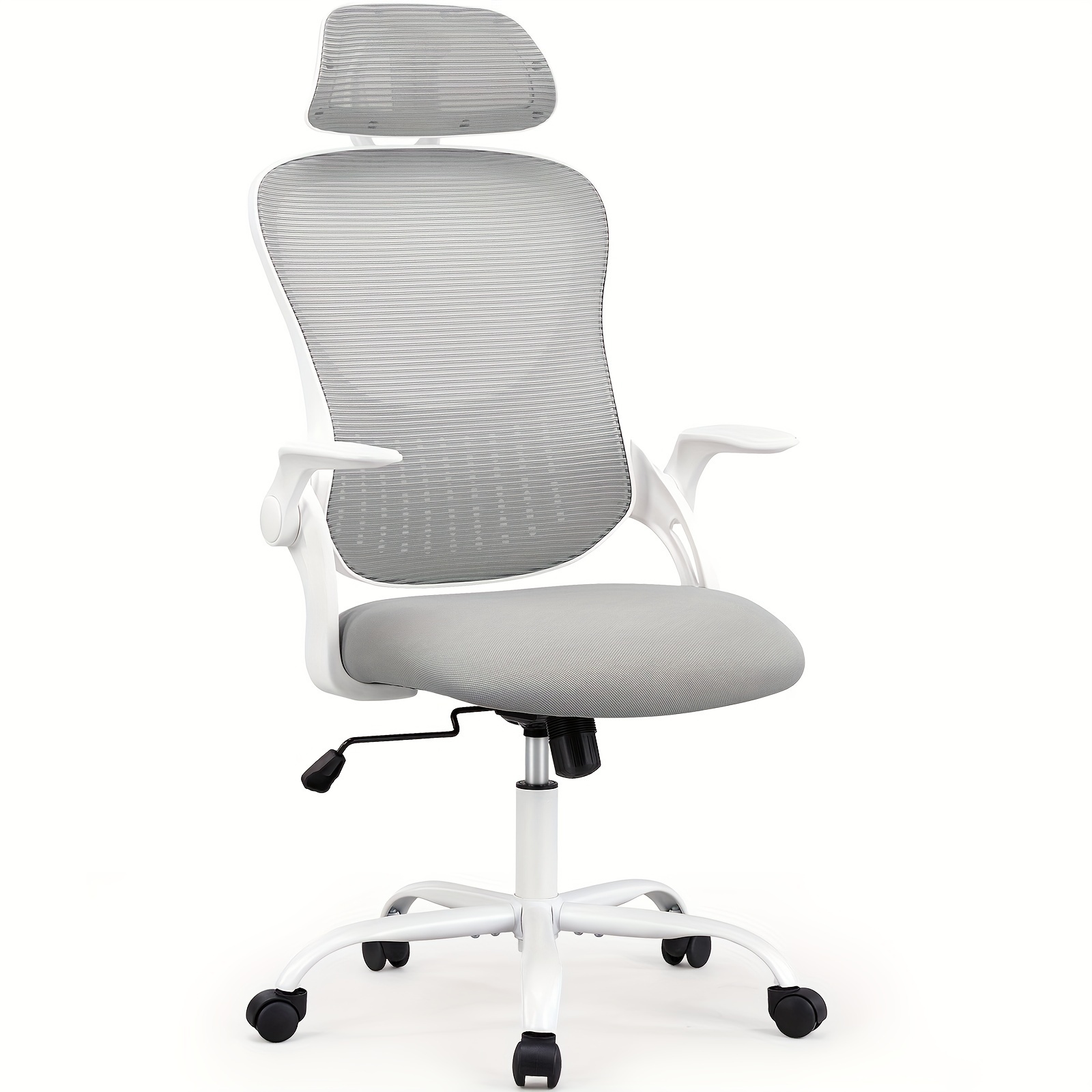 

Ergonomic Office Chair With Flip-up Arms And Adjustable Headrest, Mesh Computer Desk Chair With Wheels Work Chair For Home Office, Grey