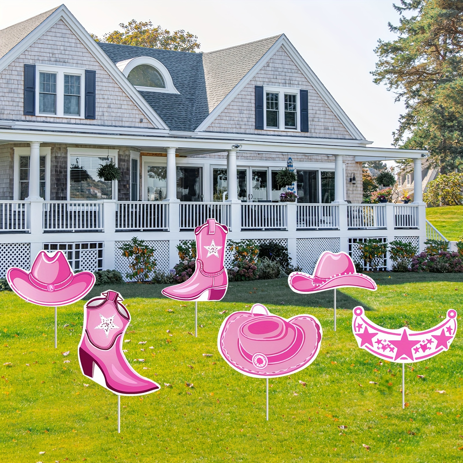 

6-pack Pink Cowgirl Yard Sign Decorations, Waterproof Polypropylene Outdoor Lawn Decor With Stakes, Baby Shower, Bridal & Bachelor Party, Bar/, Gender Reveal Garden Supplies