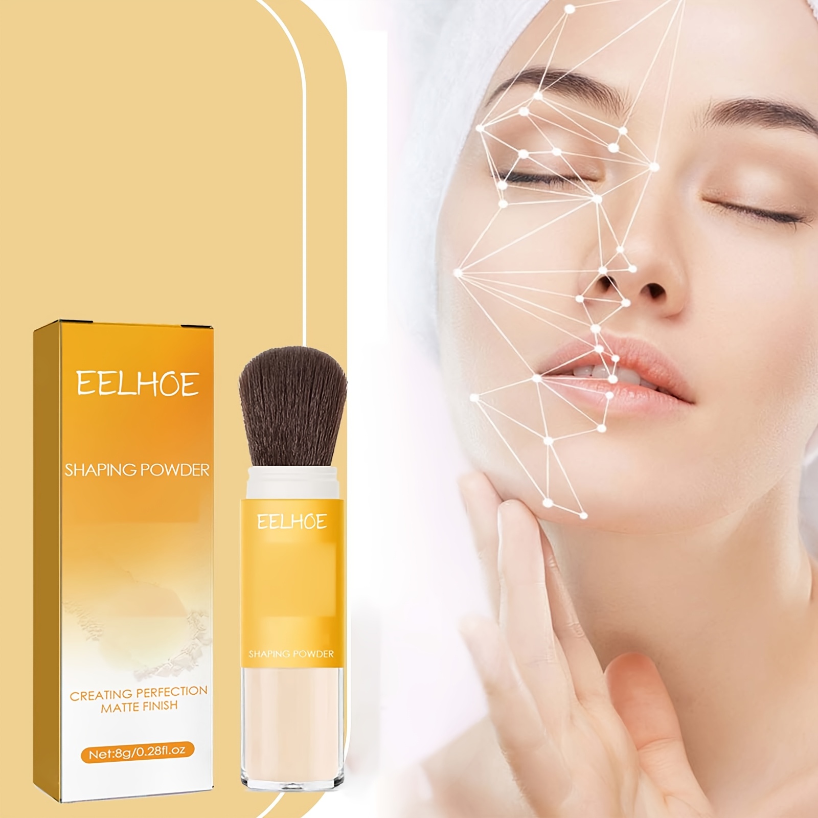 EELHOE 0.28oz Long-Lasting Waterproof & Sweatproof Setting Powder - Natural Finish, Buildable Coverage, Lightweight Moisturizing Formula for All Light Beige Types, Brown Tones