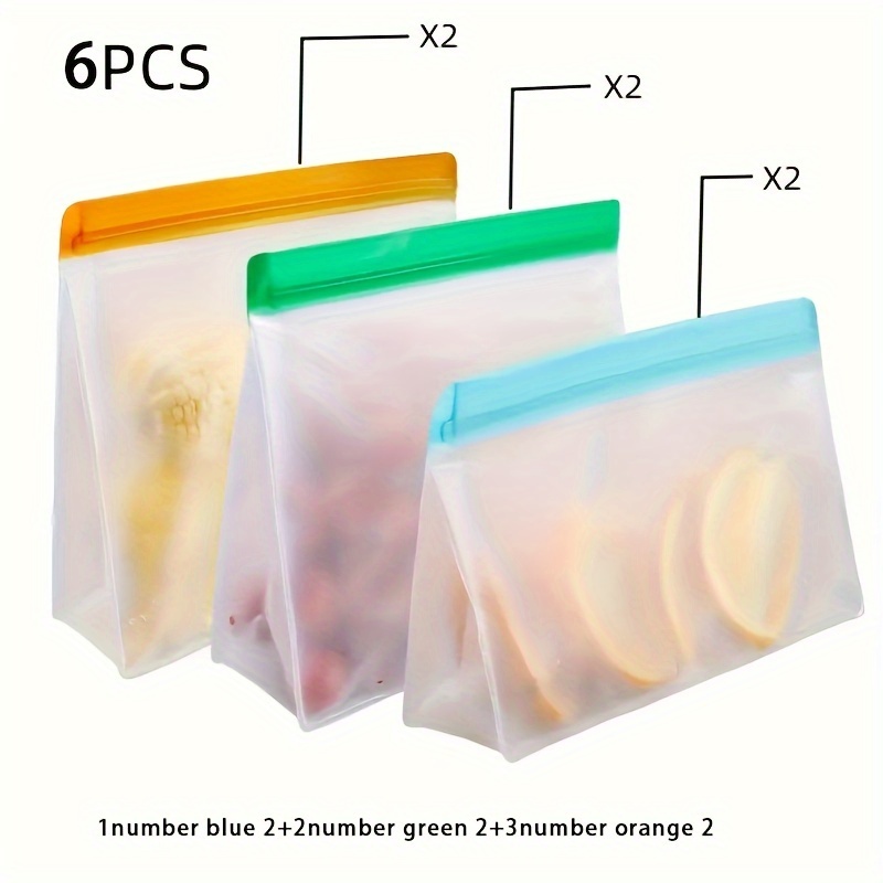 TEMU 3/6/9pcs, Vertical Reusable Freezer Storage Bags, Reusable Freezer Storage Bags, Free Of Bisphenol A, Peva Reusable Food Gallon Bags, Sandwich