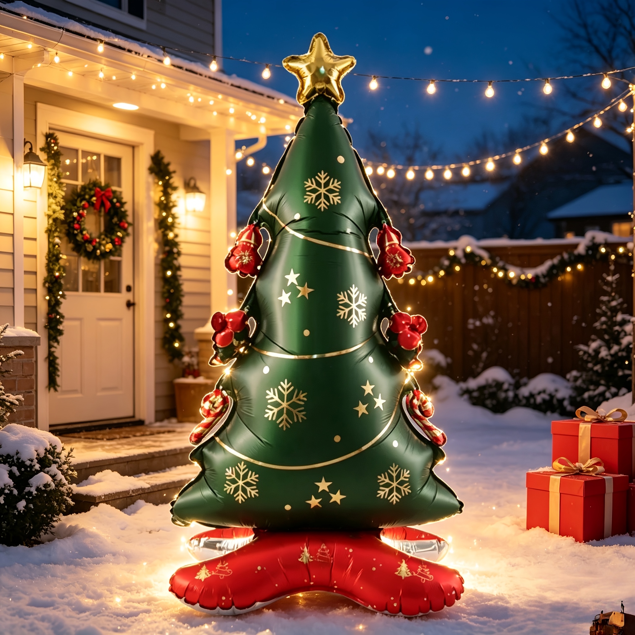 TEMU 1 pièce de fête sur pied de grand sapin de Noël pour décoration de Noël et du Nouvel An, célébrations de fêtes, décoration extérieure, mur de