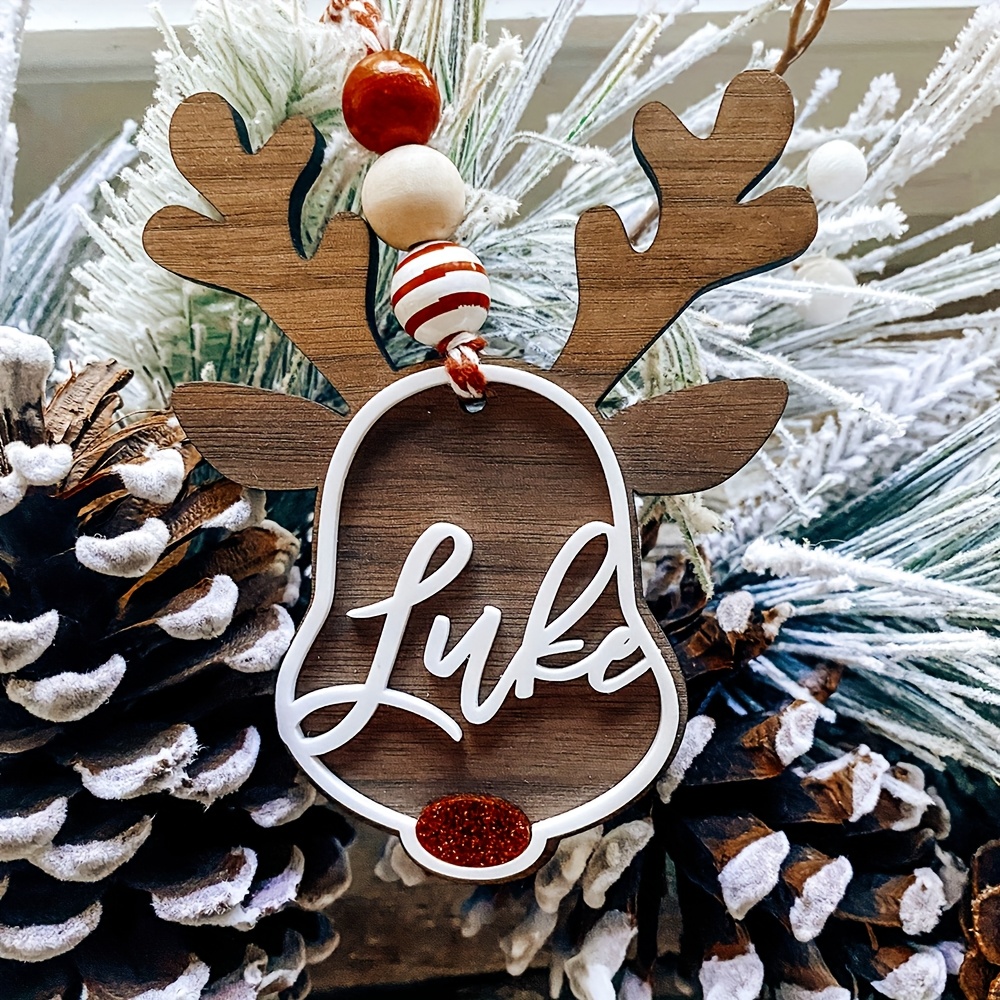 TEMU Un Ornement de Noël personnalisé avec base en bois d'automne et d'hiver, Étiquettes de bas de Noël personnalisées, Bas de famille personnalisés,