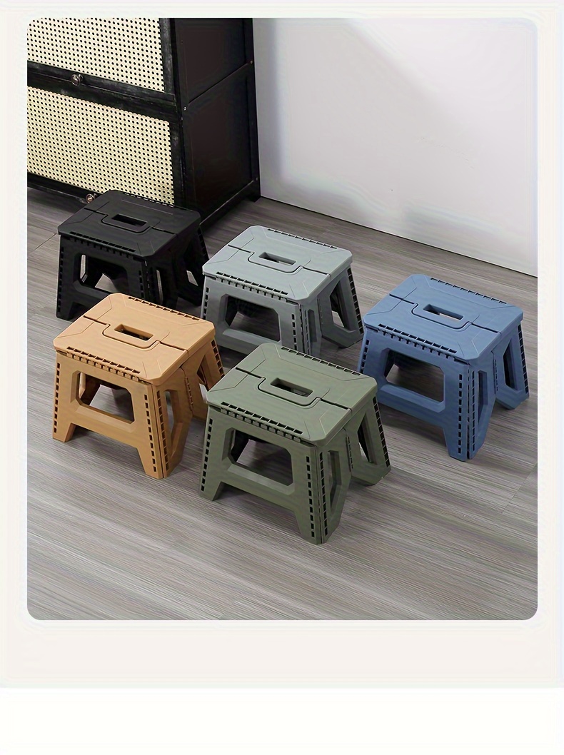 Heavy-Duty Thickened Portable Folding Stool with Handle - 1 Pack Square Plastic Collapsible Stool for Indoor, Gatherings, Picnic, Fishing | Durable PP, Adult-Supporting up to 330lbs, No Electricity or Batteries Needed