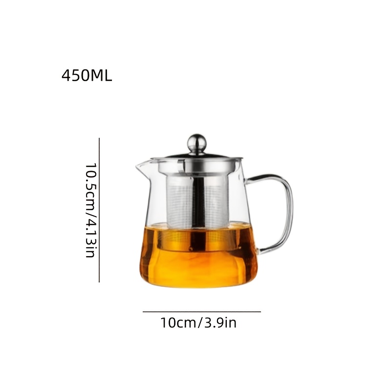 1pc Glass Tea Pot Tea Separator Teacup High Temperature Resistant Thickened Tea Set Home Water Kettle Single Pot For Brewing, Capacity Optional