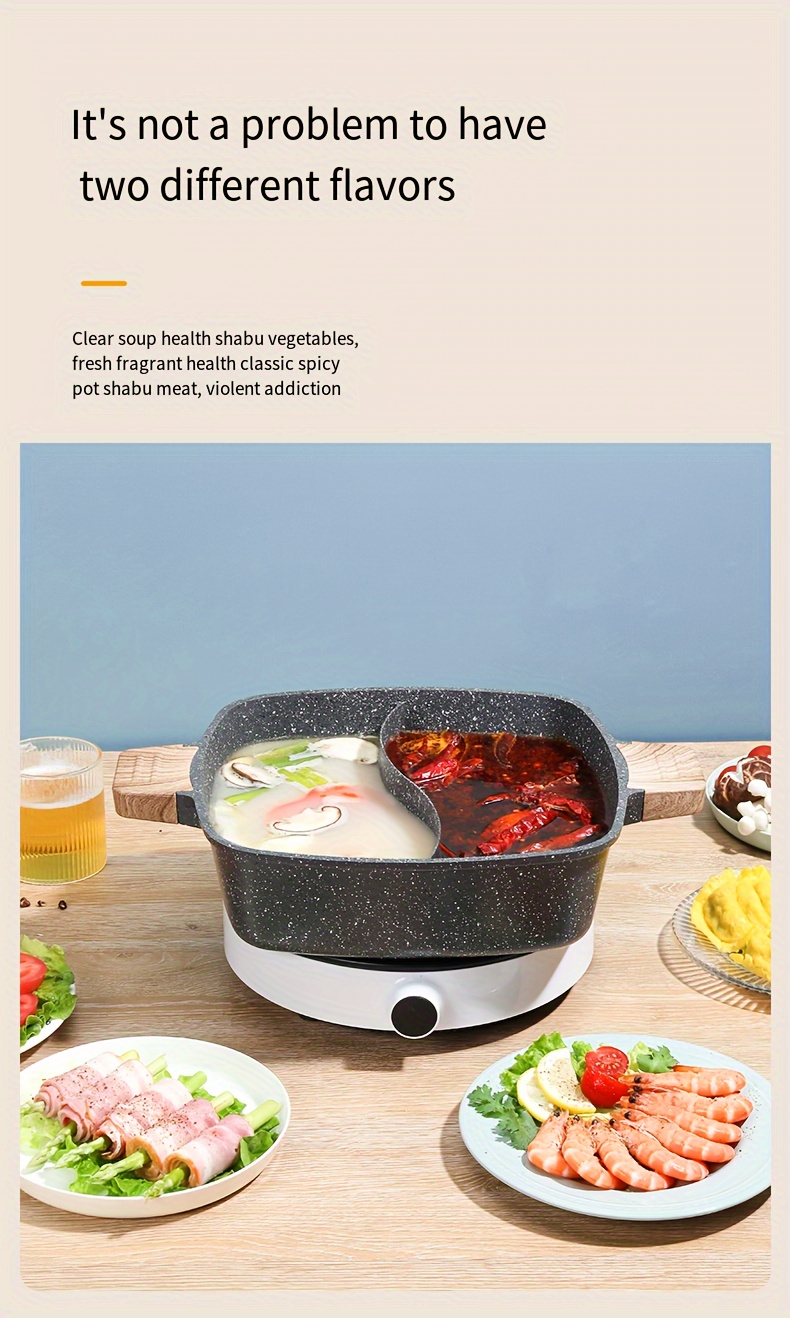 1pc thickened wheat rice stone   duck hot pot integrated non stick hot pot composite bottom household large capacity hot pot non leaking gas stove induction cooker universal cookware details 2