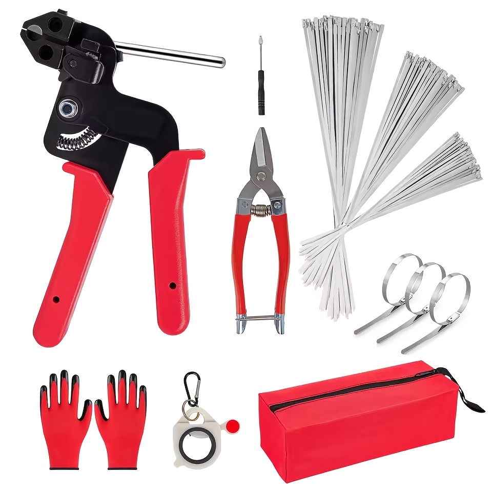 TEMU Cable Tie Pliers Set - Heavy-duty Metal Cable Tie Tool Kit -150 Self-locking Cable Ties, Adjustable Fastening And Cutting Tools, Suitable For