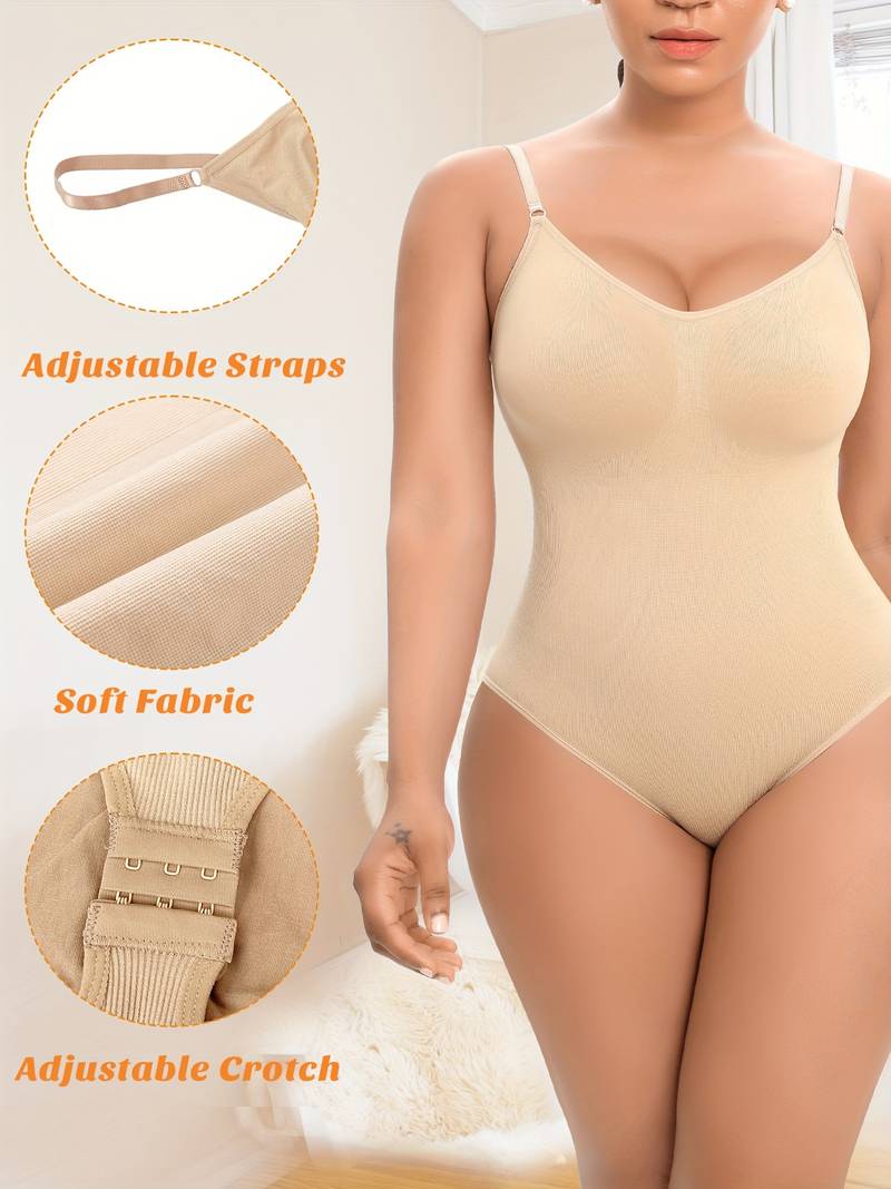 Bodysuit Gainant Femme Ventre Plat - Shapewear Invisible Sous Les Vêtements, Bretelles Fines Spaghetti, Pour Une Silhouette Sculptée