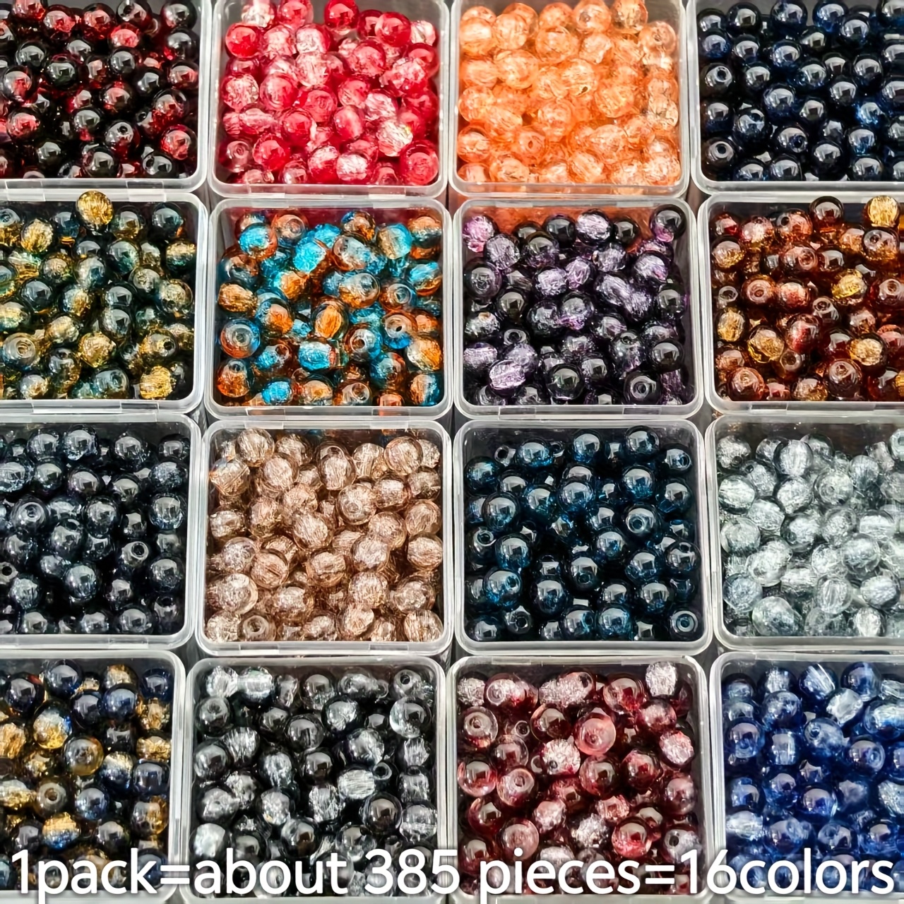TEMU 385pcs 16-color 6mm Bohemian Style High-quality Czech Glass Beads, Spacer Beads For Diy Necklace, Earring, Bracelet Jewelry Making, Party