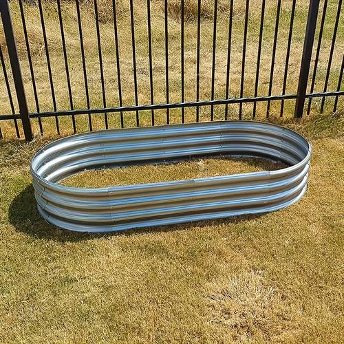 2pcs 1 package two set galvanized raised garden bed kit galvanized planter garden boxes outdoor oval large metal for vegetables