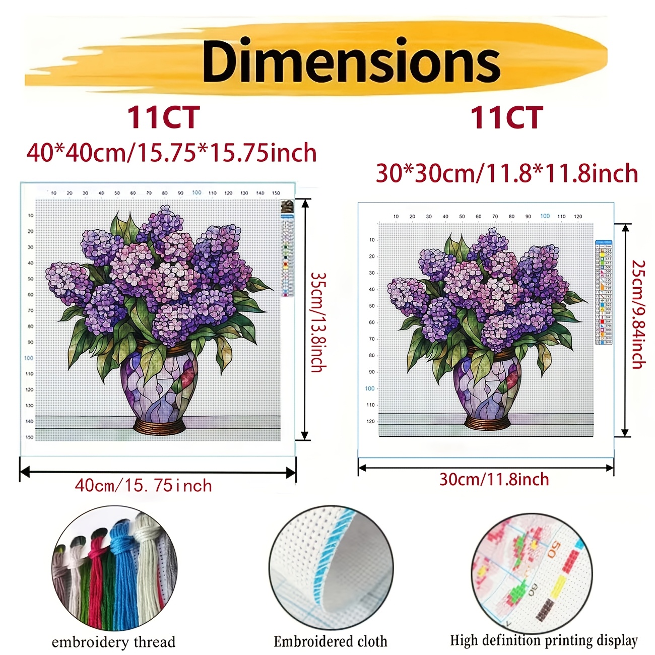 Cross Stitch Printed Kit, Colorful Bottles in Pink Bouquet Pattern