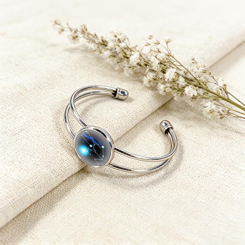 Women's Adjustable Open Bangle with Taurus Constellation