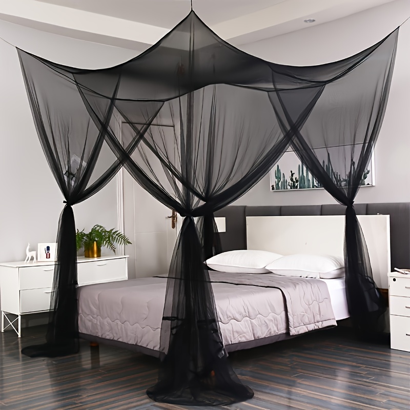 Temu – TEMU Canopy For Beds, Curtains For Canopy Beds, Bed Drapes, Netting For Indoor And Outdoor Use, Gothic-style Black Top Drapes For Beds, Decorative