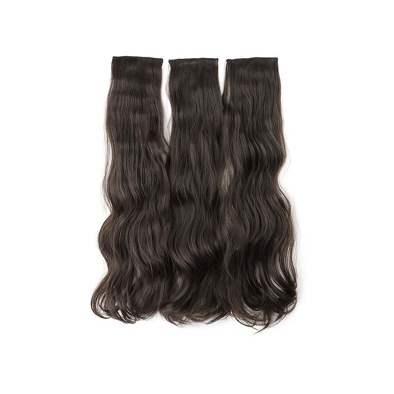 TEMU 3pcs Synthetic Long Curly Wavy Hair Pads Clip-in Hair Extensions Invisible Hair Piece Thinning Hair Bb Clip Fixed To Women's Hair Heat-resistant