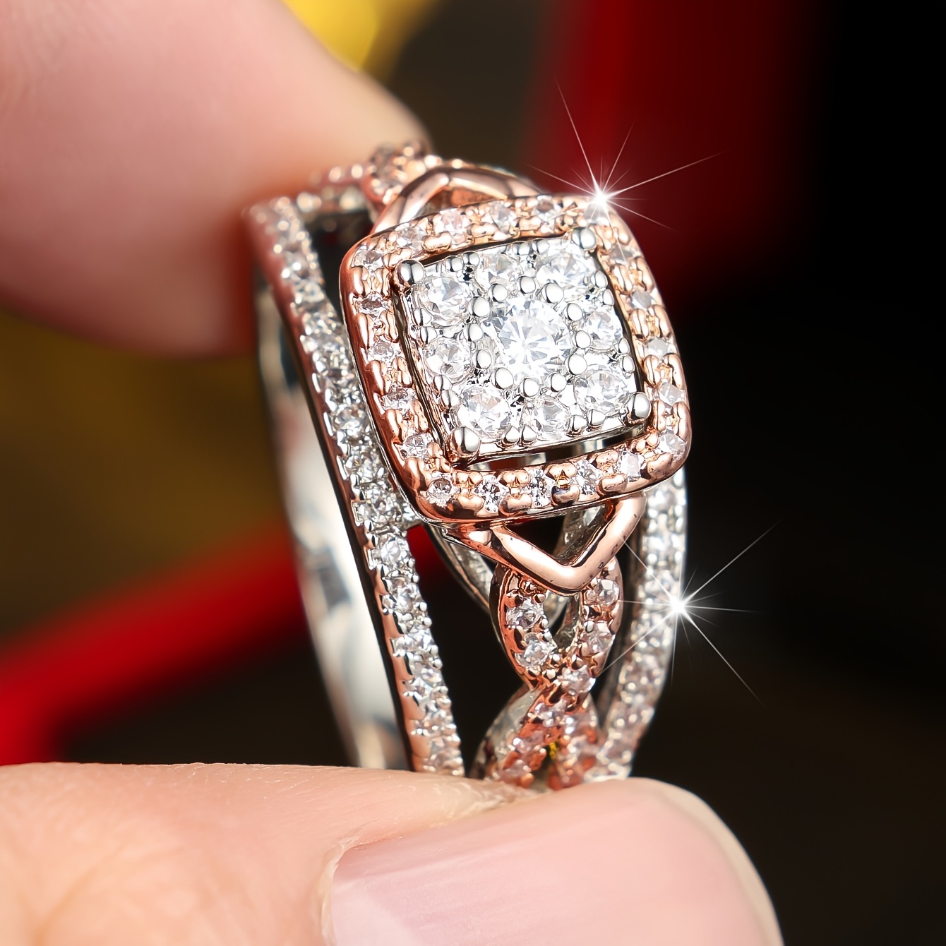Silvery Geometric Synthetic Zirconia Women's Fashion Ring, Gift
