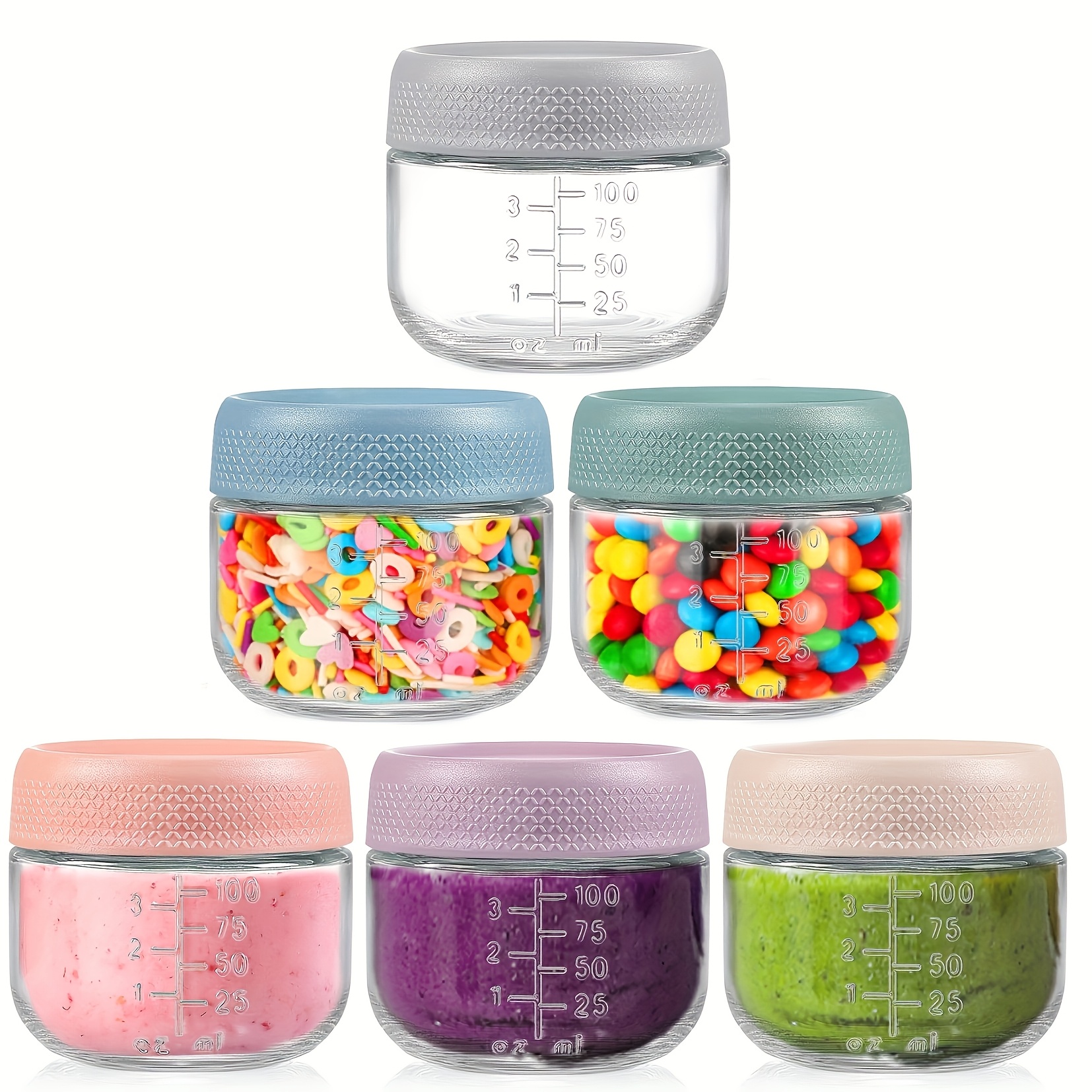 6pcs 4oz (. 113.4g) Glass Jars With Airtight Lids, Food Storage Containers, Overnight Oats Containers | Microwave, Dishwasher & Fridge Safe