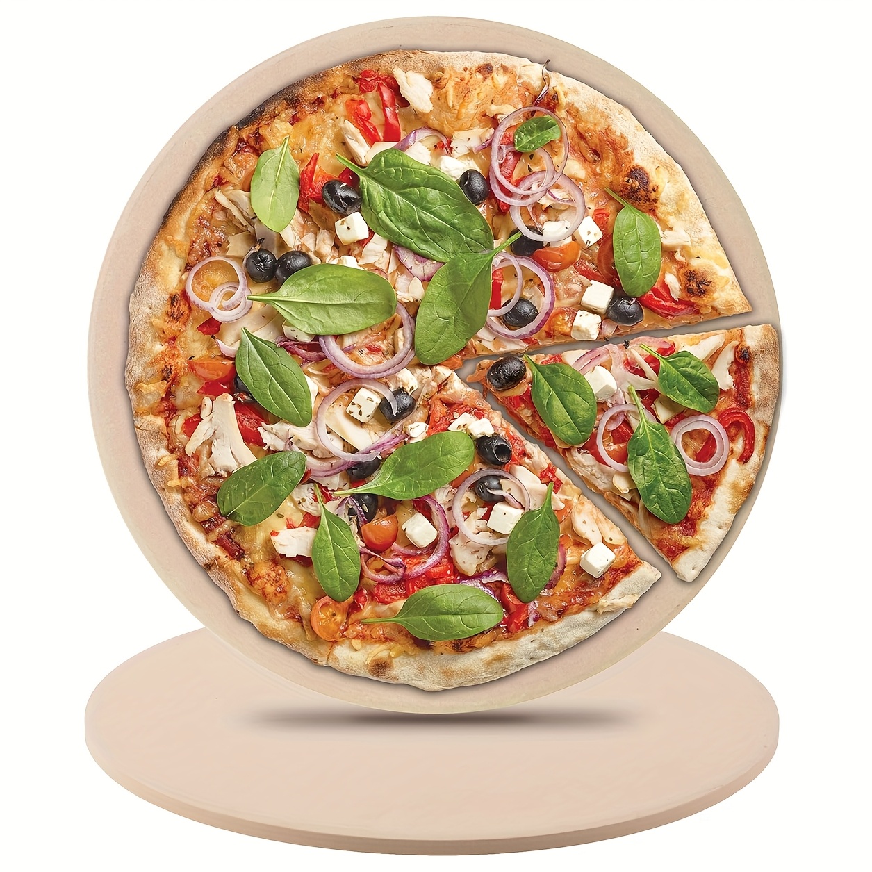 TEMU 15-inch Large Round Pizza Stone, Heavy-duty Cordierite Baking Board, Used For Pizza Baking On Grills, Baking Pizzas Or Bread Of Different Sizes.