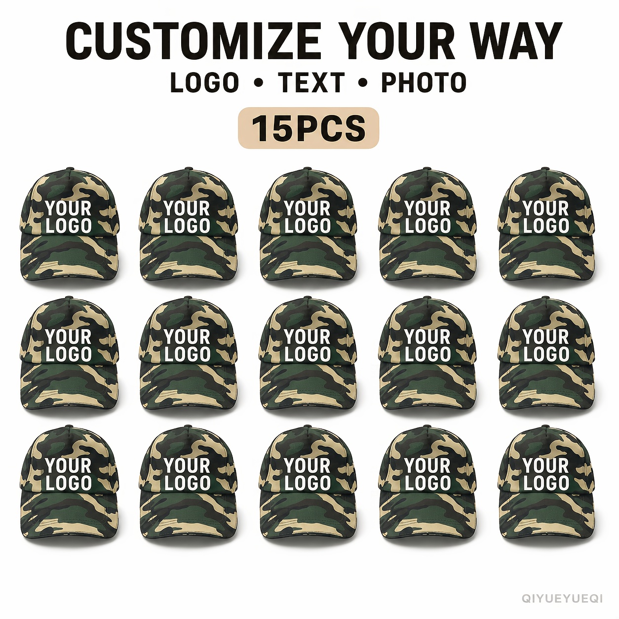 15pcs Personalized Custom Baseball Caps, Adjustable Snapback