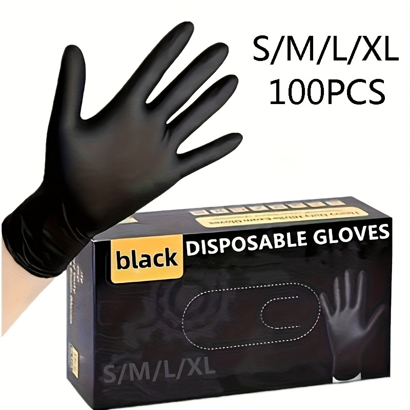 100pcs black nitrile disposable gloves suitable for home use suitable for nail   dyeing dishwashing living bedroom bathroom toilet kitchen cleaning   xl sizes non gloves