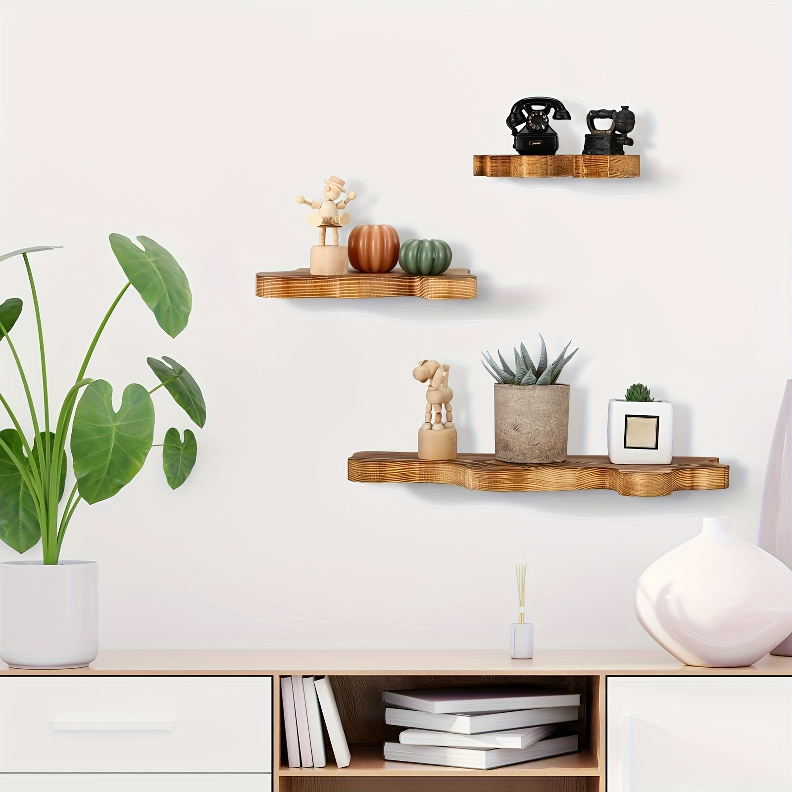 3pcs small rustic   floating shelf   edge shelves wall mounted farmhouse vintage display ledge suitable for living room bedroom decor painted brown with   assembly for plant book storage floating shelves