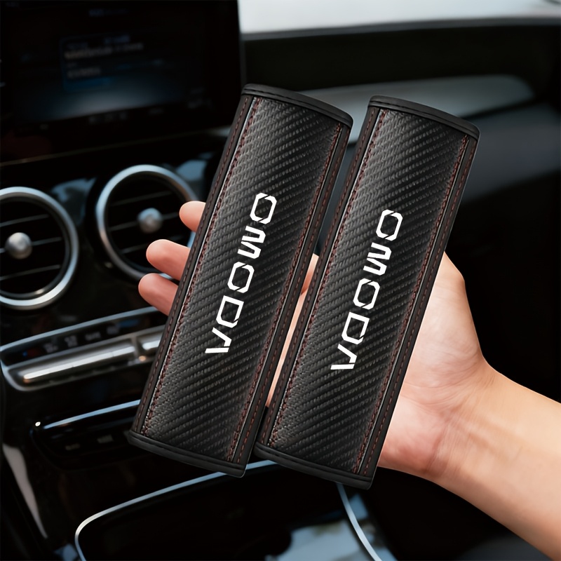 TEMU 2 protectores de cinturón de seguridad para coche con de fibra de carbono - Adecuados para coches , diseño deportivo moderno, fundas de para