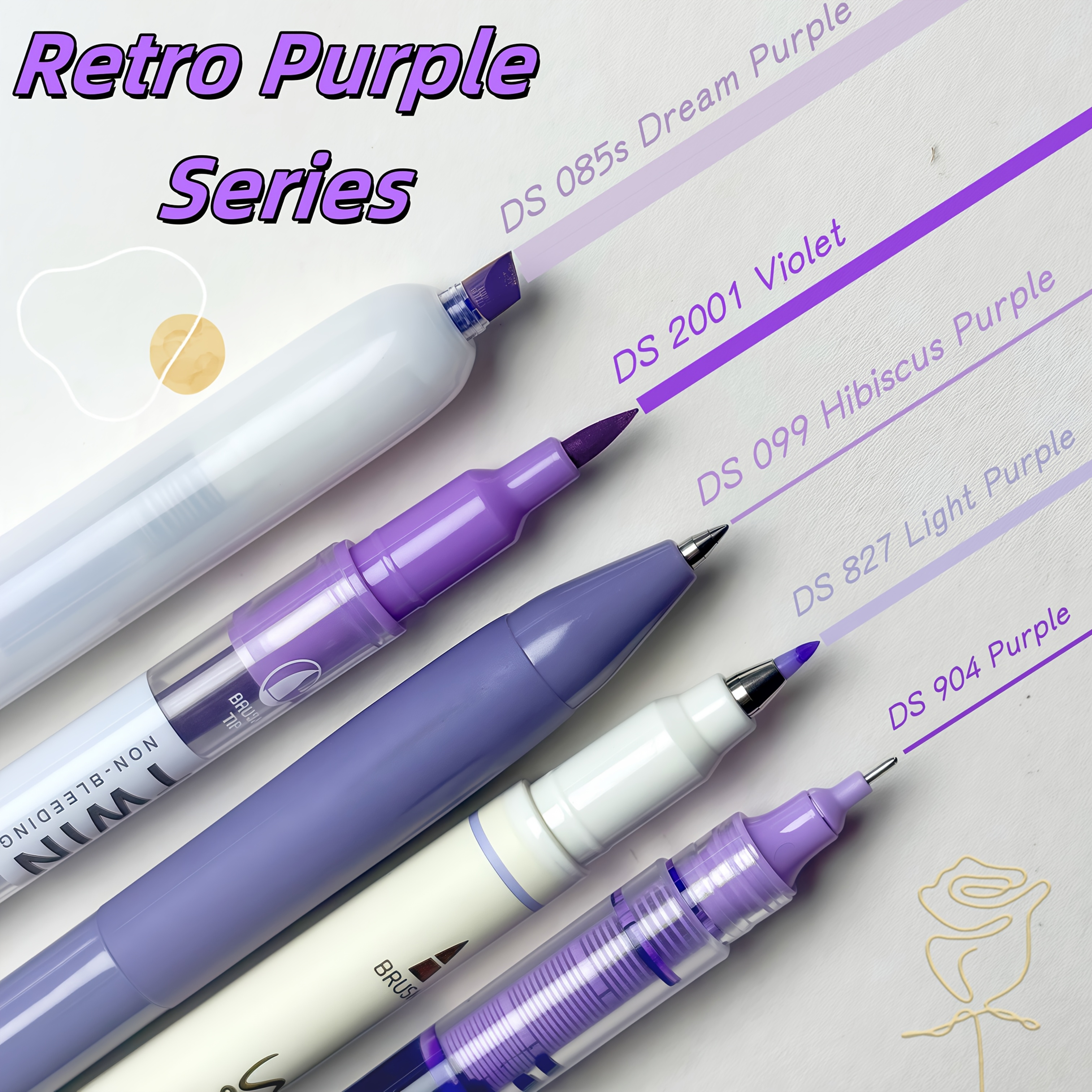 E-shop Series Gelstift Set, inklusive verschiedener lila Gelstifte, sanftes Schreiben ohne Tintenleckage, geeignet für tägliches Schreiben,