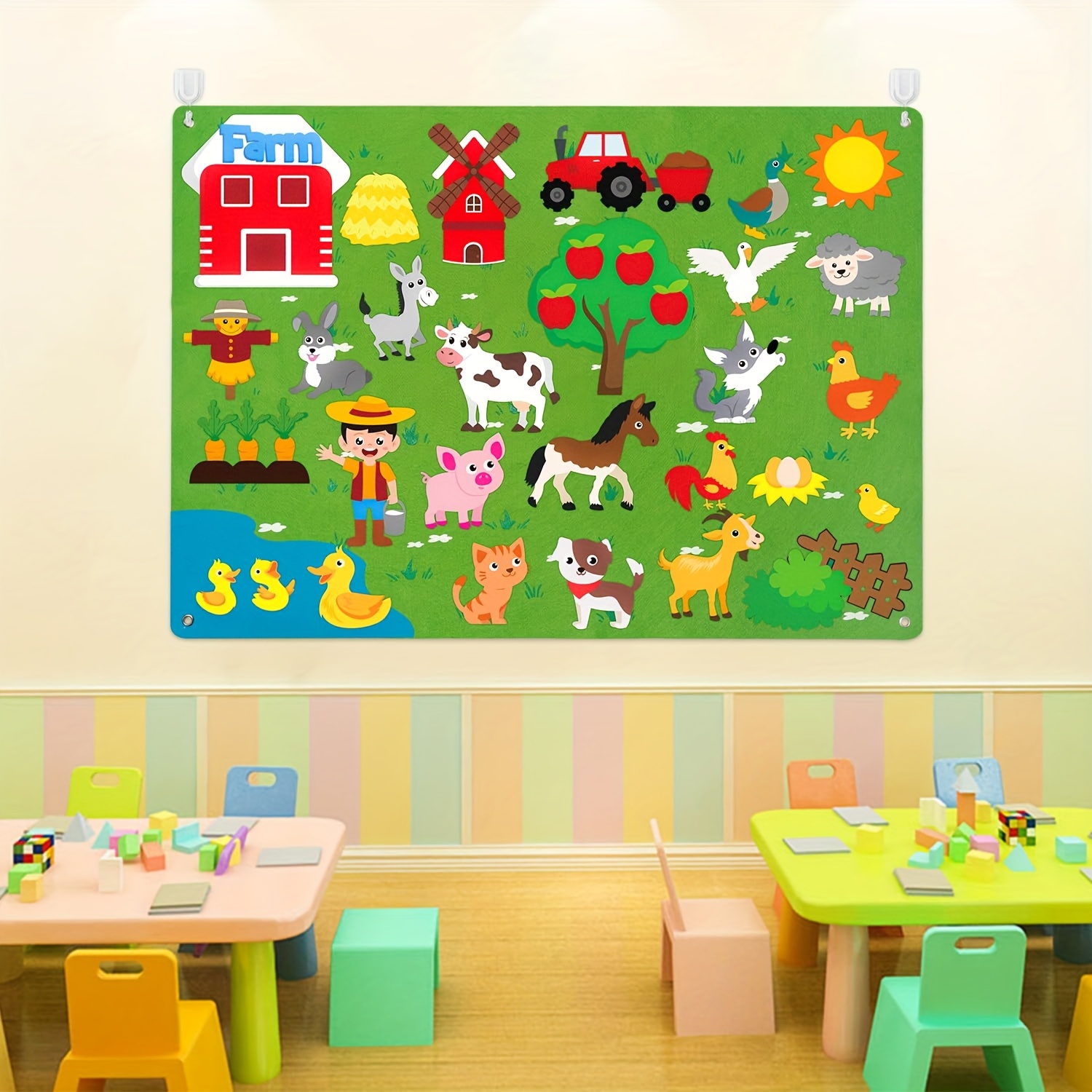 38pcs farm animals felt board set 3 5ft preschool farm theme barn livestock early learning interactive play set for kids Product details 3
