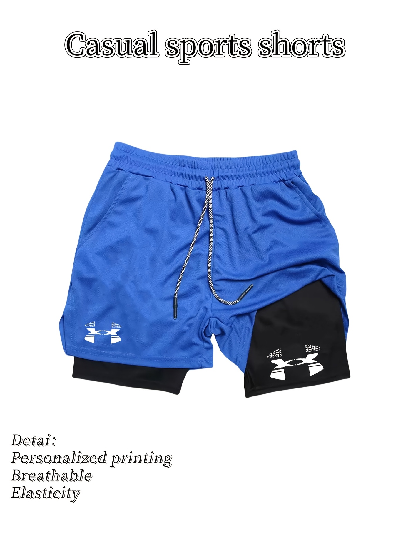 a must have for fitness enthusiasts mens casual sports shorts ua black and white minimalist print double layer structure breathable and   dominating   and gym double layer structure     training