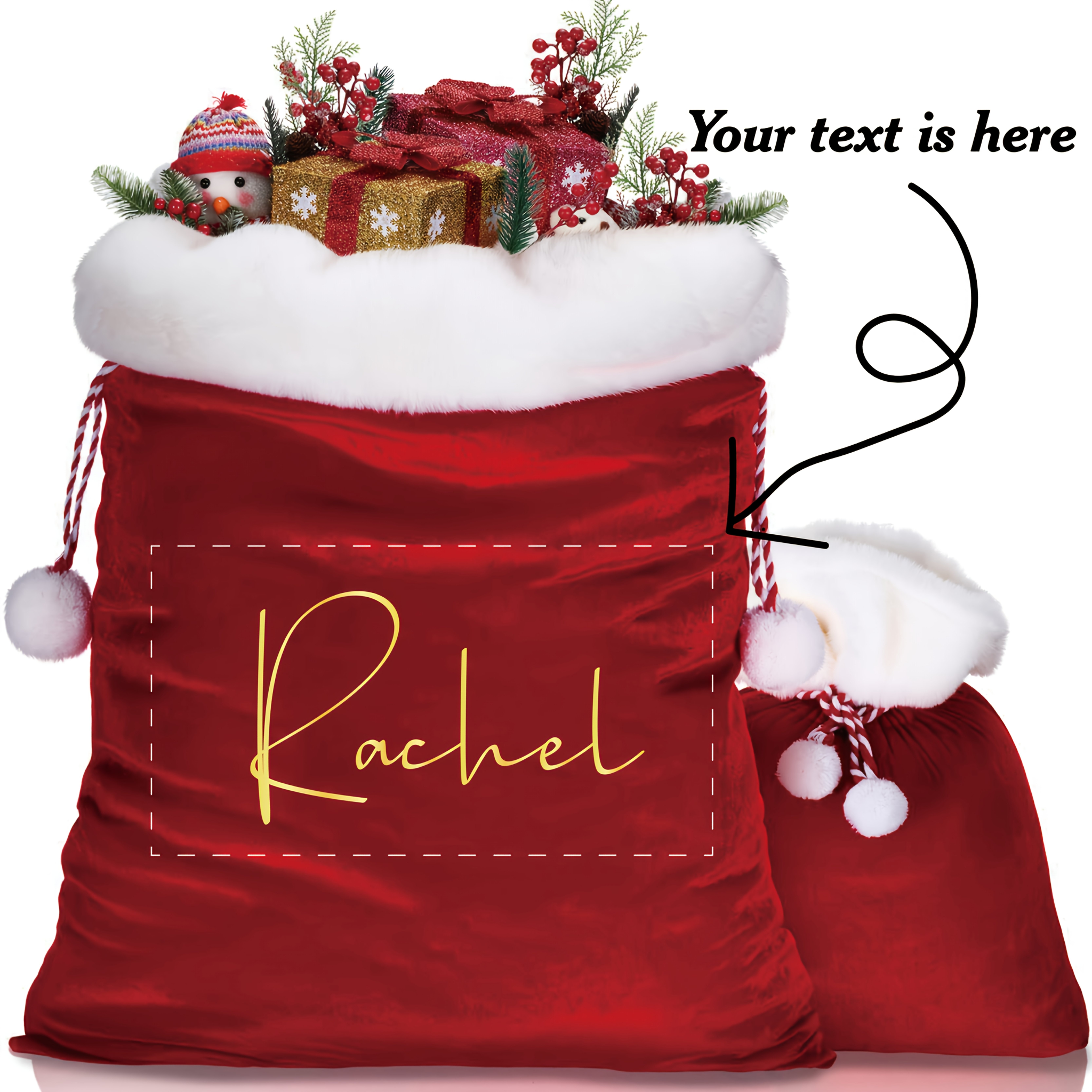 TEMU Gift For Her/him [customization] 1pc Christmas Drawstring Bag Storage Bag Christmas Gift Storage Bag, Name Customization, Suitable For Christmas