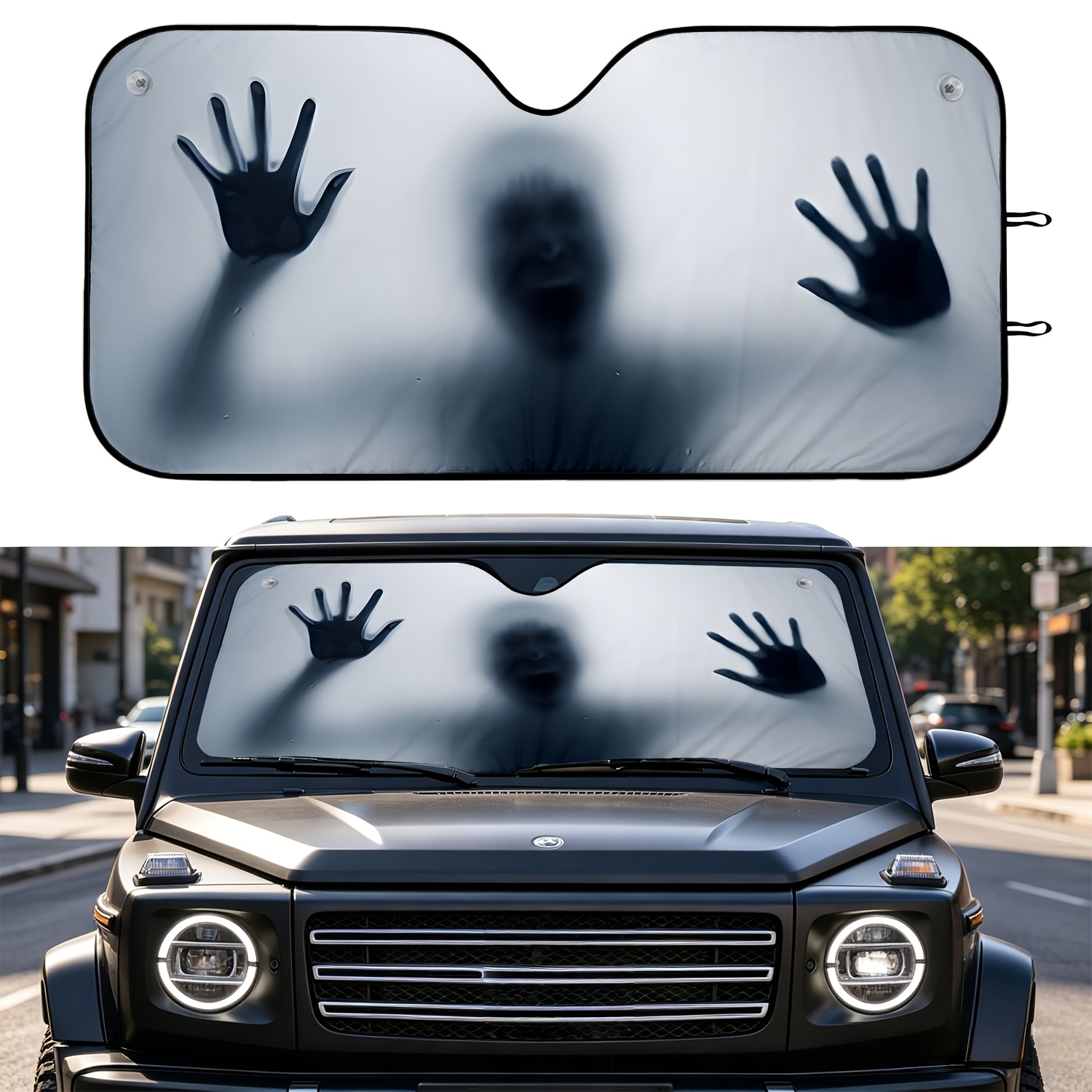 TEMU 1pc Foggy Theme Car Windshield Sunshade, Creative Printed Sunshade And Heat Shield, Foldable Universal Car Blind Board, Exquisite Car Gift Top