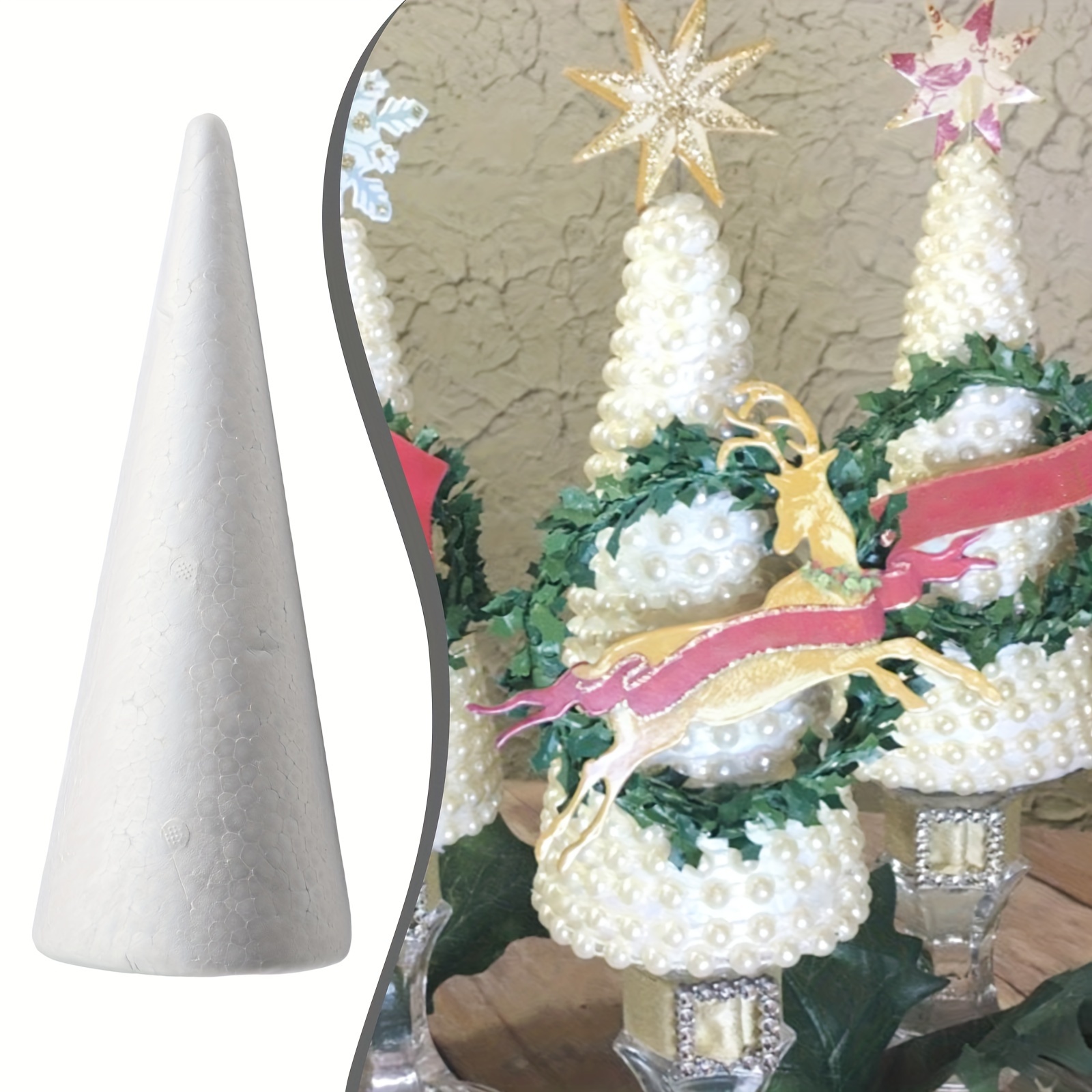 

1pc, Foam Cones Made Of Melamine Resin In White Color, Holiday Party Decoration, Holiday Party Gift