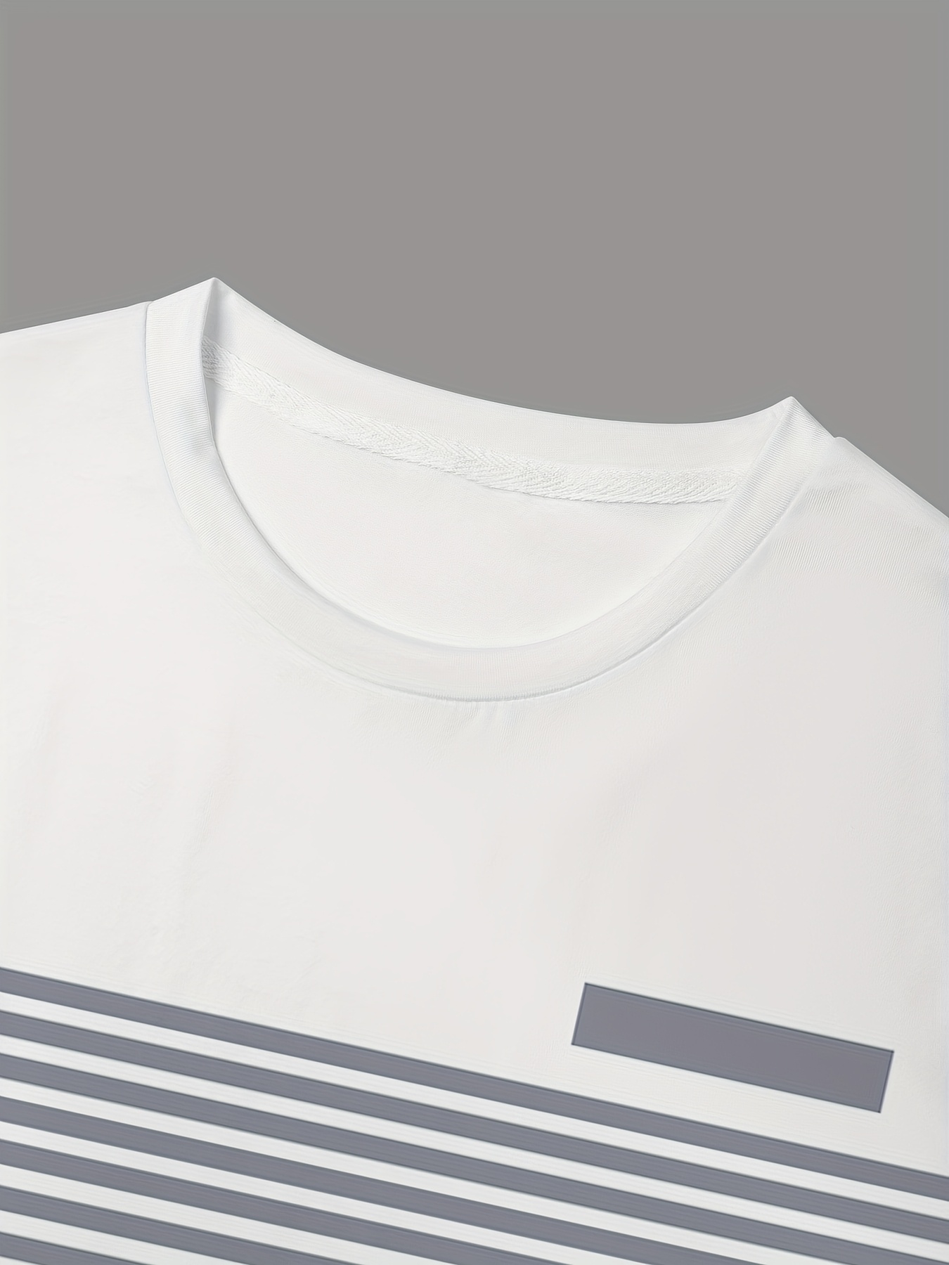 Men'S Casual Striped T-Shirt - Short Sleeve, Round Neck, Asymmetrical Color Block Design, Lightweight Polyester Blend, Perfect for Summer Outings, Relaxed Fit Tee | Asymmetrical Stripes | Comfortable Fit