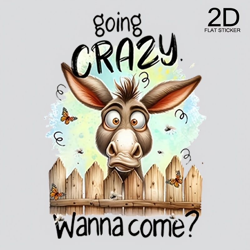 TEMU 1pc "crazy Donkey To Come" Iron-on Applique For , T-shirts, Jeans, Backpacks, Hats, Pillows, Suitable For Style, Washable Heat Transfer Sticker,