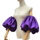 pair of nude sheer sleeve covers bridal dress accessories with satin arm bubble sleeves ruffle 2 elastic short sets for bridesmaids womens minimalist solid color polyester weddings evening parties special occasions formal gown sleeves ideal gift