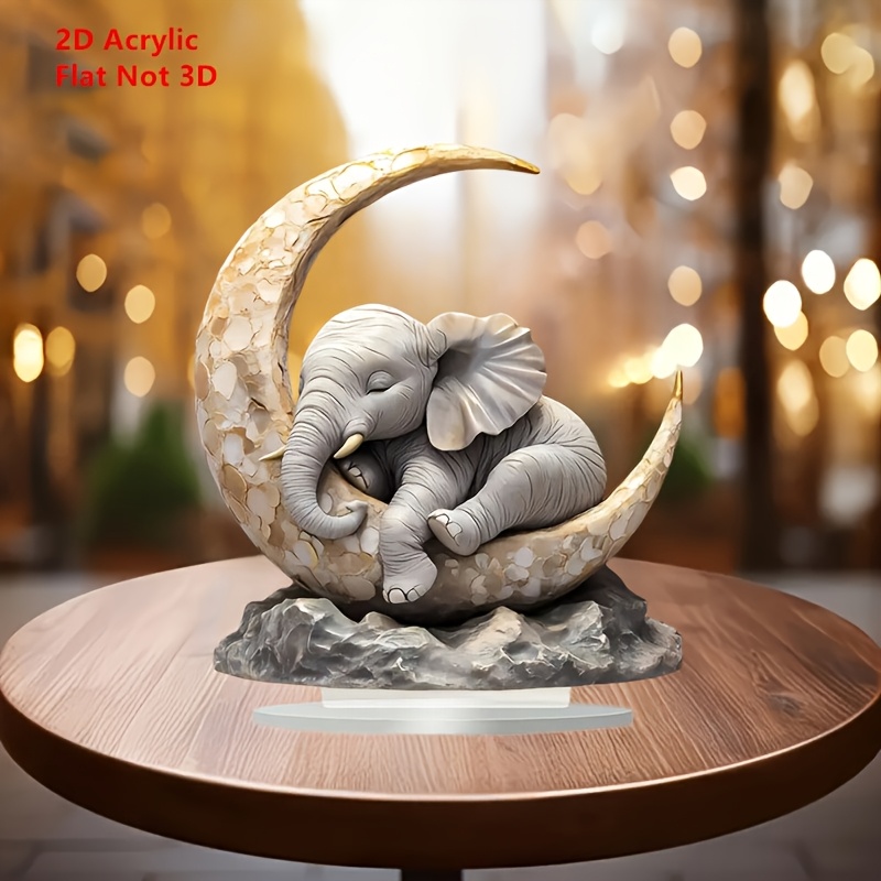 

1pc Bohemian Style Elephant Figurine - 2d Acrylic Desk Decor, , Ideal Gift For Holidays And , Elephant Decor