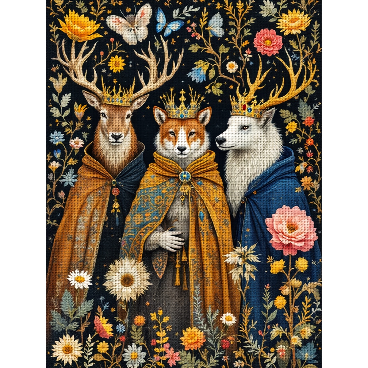 TEMU Jozysh 30x40cm/11.8x15.7inch, Diy Stitch Kit, Embroidery Crafts Set, Animals, Patterned Printed Stitch Kit, Random Thread Board Stitch Material