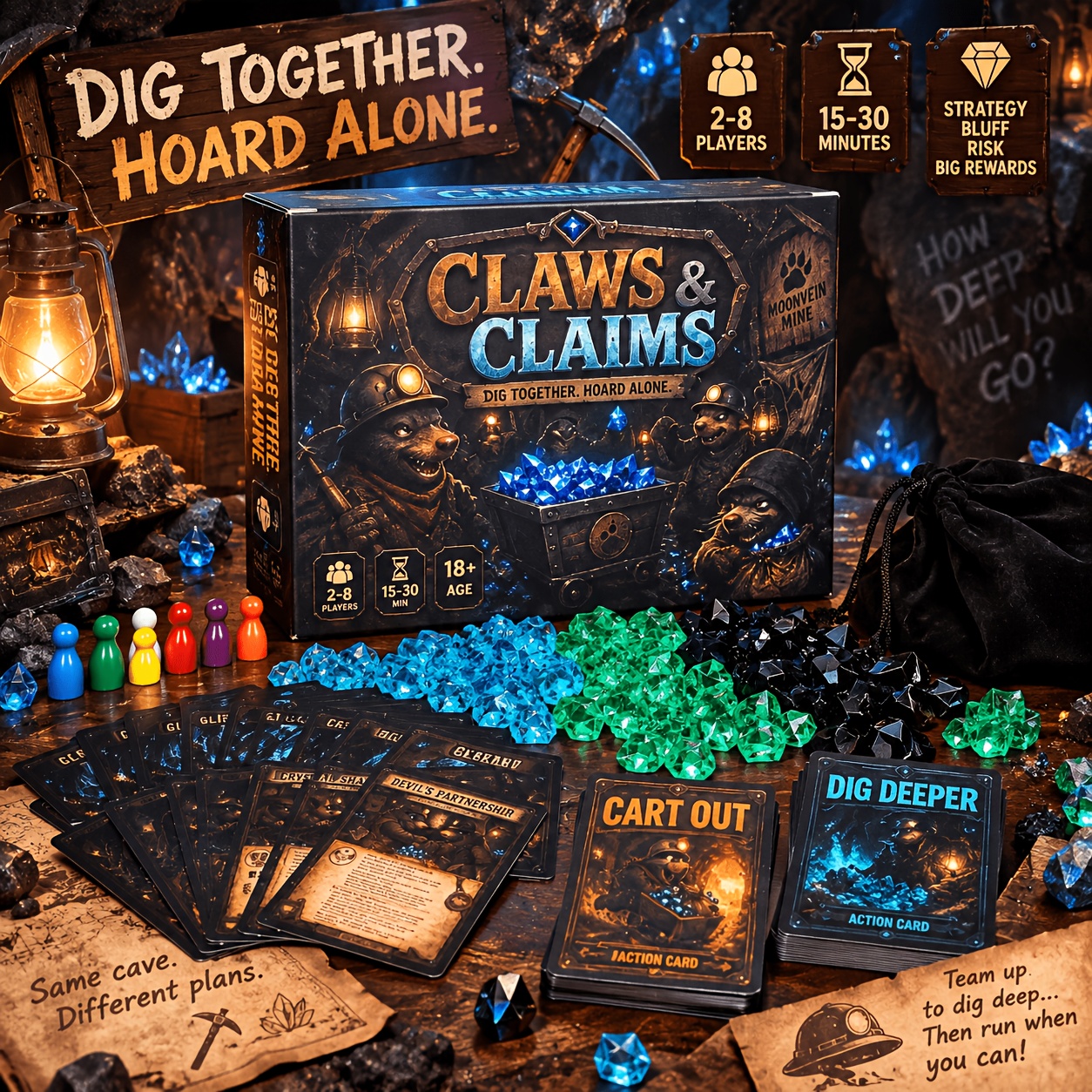 imagen del artículo claws &   juego de mesa de  ,   de minería de     para 2-8 jugadores, juego de mesa de elección   y    , juego de   de halloween, juego de mesa de regalo de navidad, noche de juego competitiva rápida de 15-30   para  