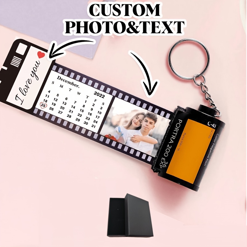 TEMU 1 Portachiavi Personalizzato a Forma di Rotolo di Pellicola per , Regalo per , Regalo per , Portachiavi con Foto Personalizzata, Portachiavi a