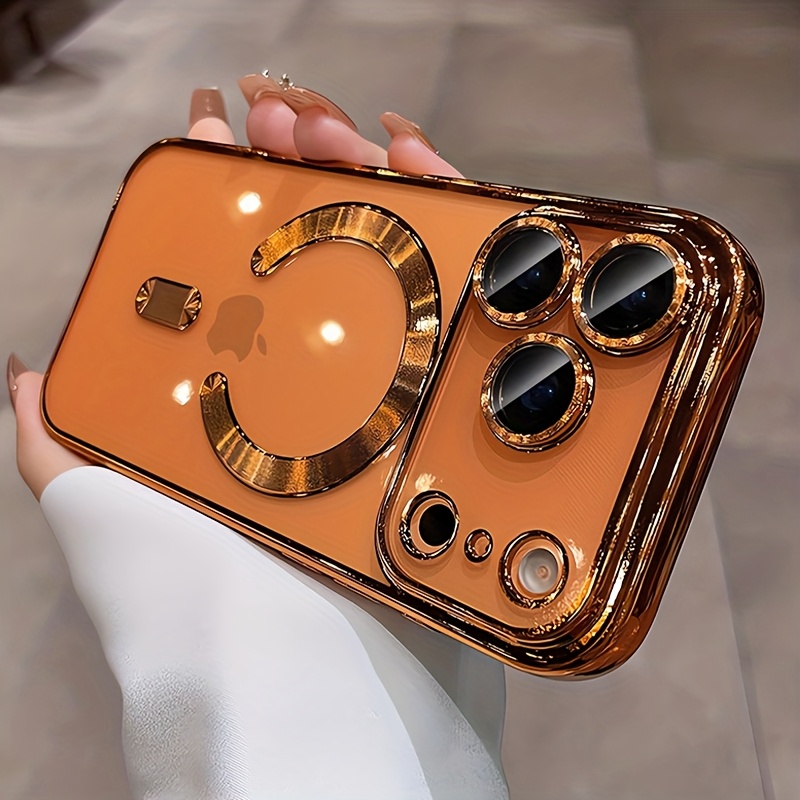 Luxury Plating Transparent Magnetic Wireless Charging Phone Case For Iphone 11 12 13 17 Pro Air With Lens Film Shockproof Cover
