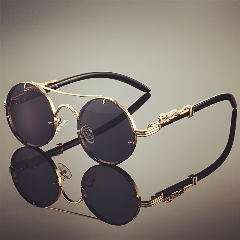 occhiali sole rettangolari montatura spessa stile steampunk Temu