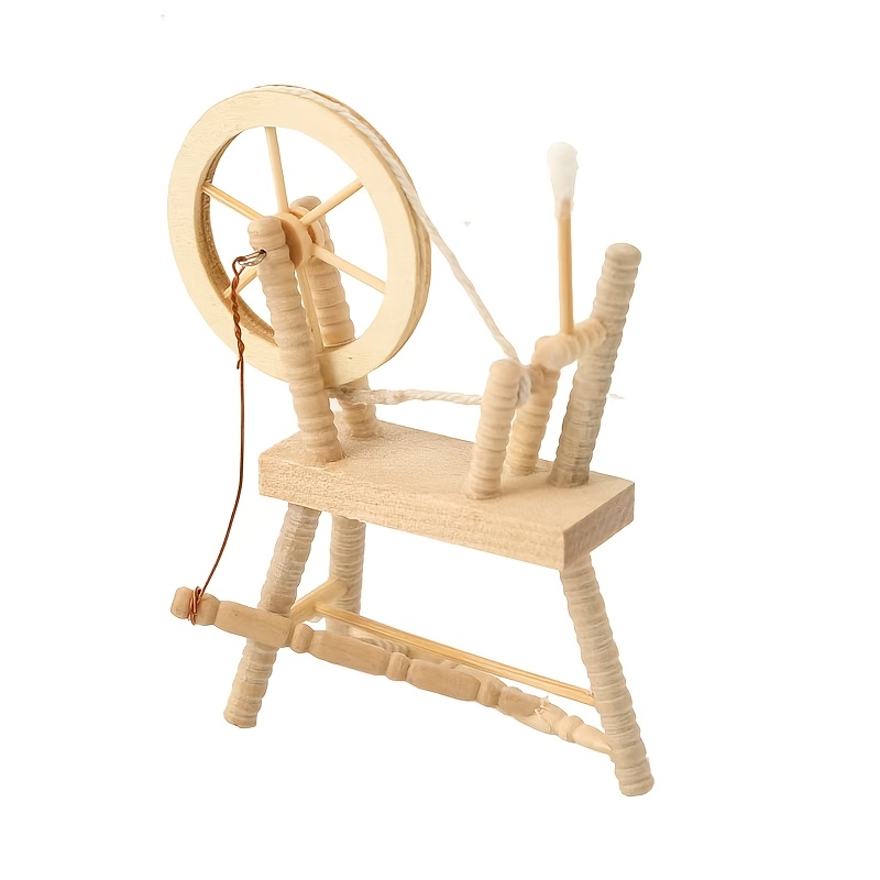 Image of Vintage Wooden Spooling Wheel Model - 1:12 Scale Miniature Dollhouse Furniture, Handcrafted Pocket-sized Decorative Piece For Parties & Collectible Displays, Dollhouse Miniatures