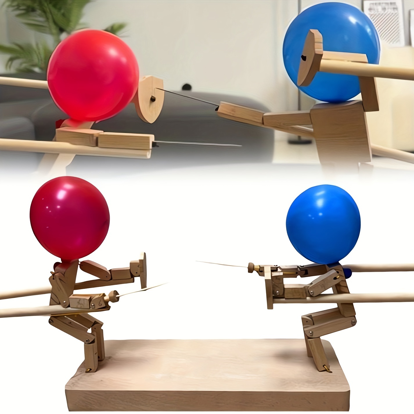 

Wooden Fencing Puppets, Wooden Bots Battle Game For 2 Players, Fast-paced Balloon Fight, Balloon Party Games - Fun And Exciting Game Toy
