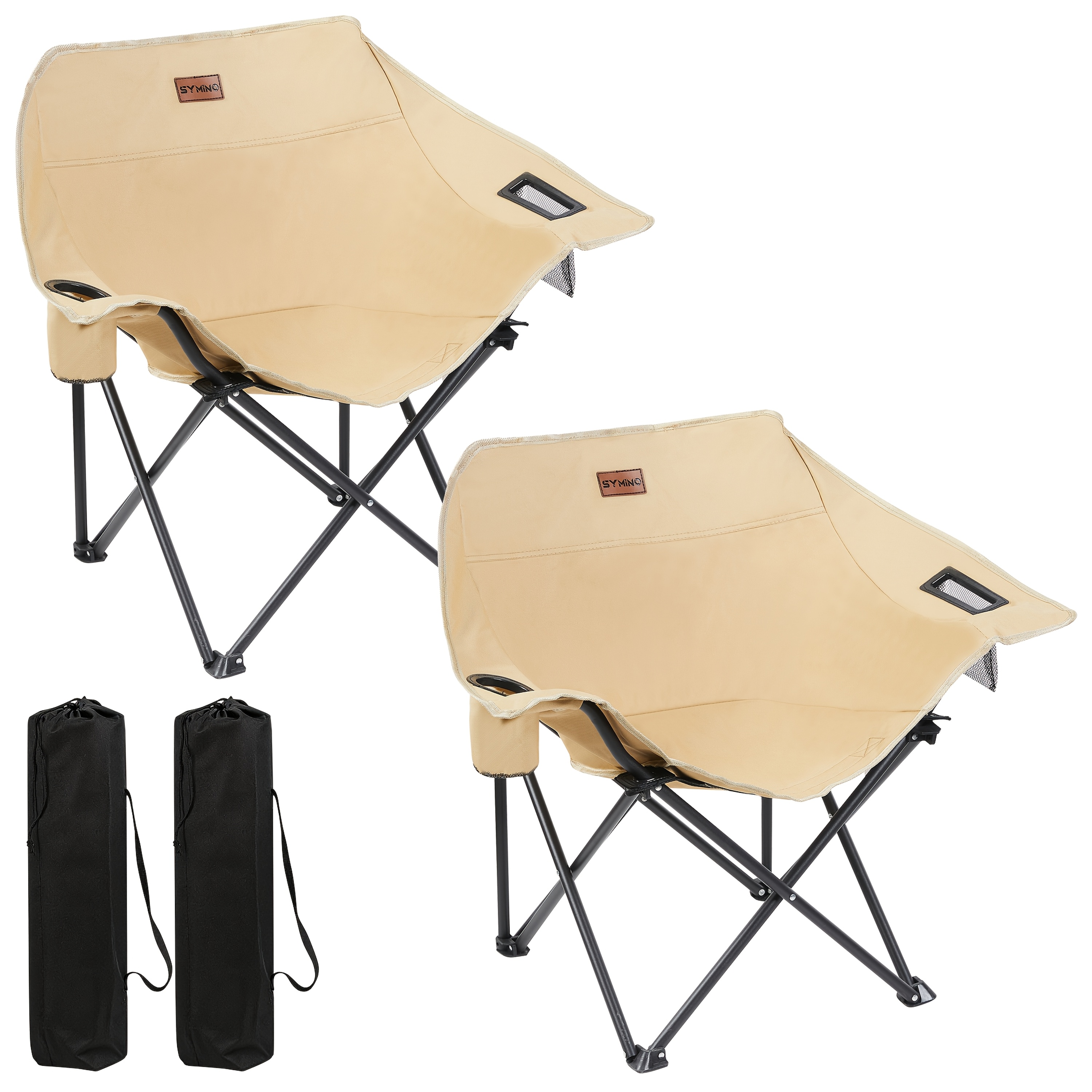 Image of Symino Folding Camping Chair With Cup Holder And Side Pockets Foldable Fishing Chair Portable And Comfortable Folding Chair, Garden Chair, Leisure Chair, With A Weight Capacity Of Up To 100kg