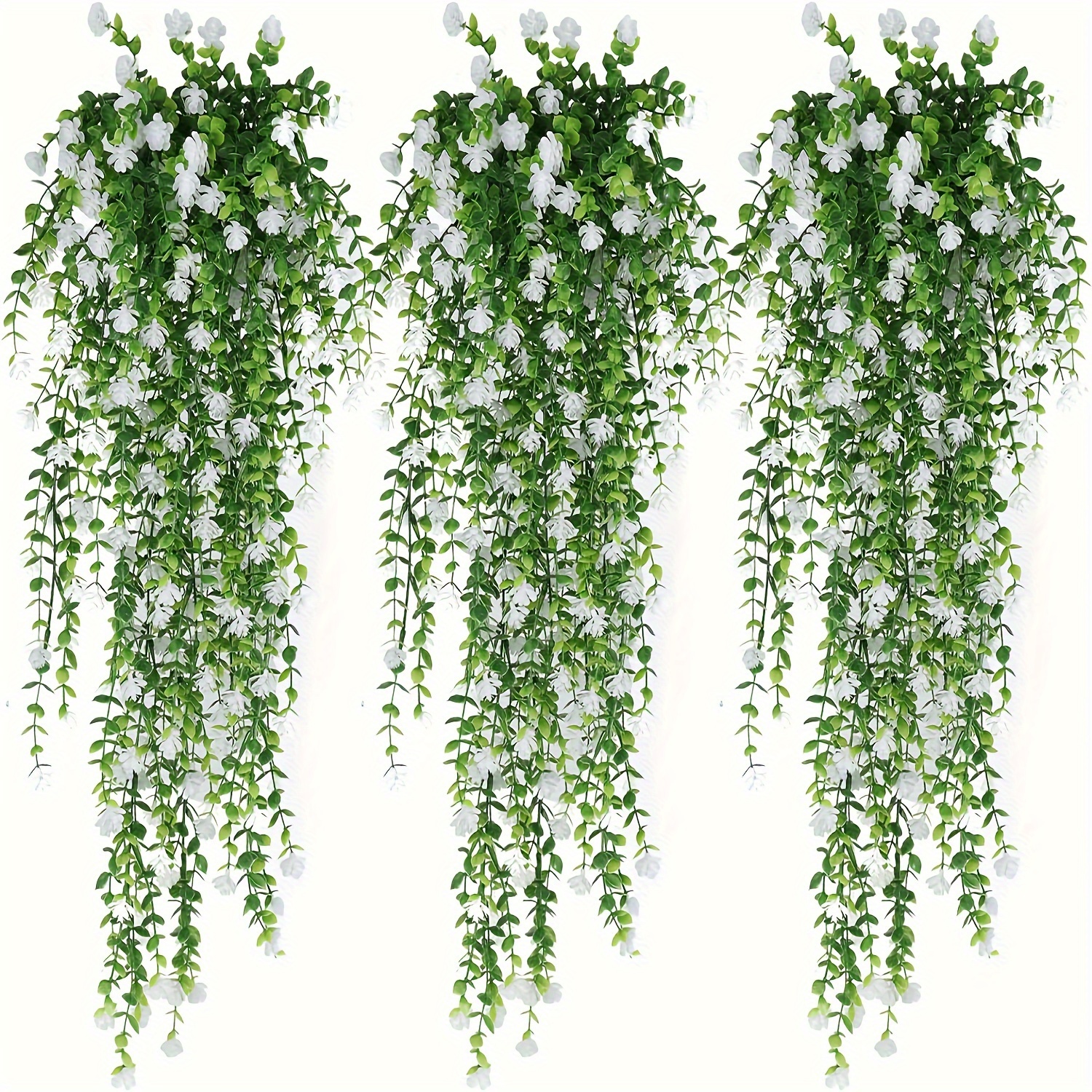 TEMU 3 Pcs Artificial Ivy Hanging Plants: Uv Plastic, For And Decorations, Detachable