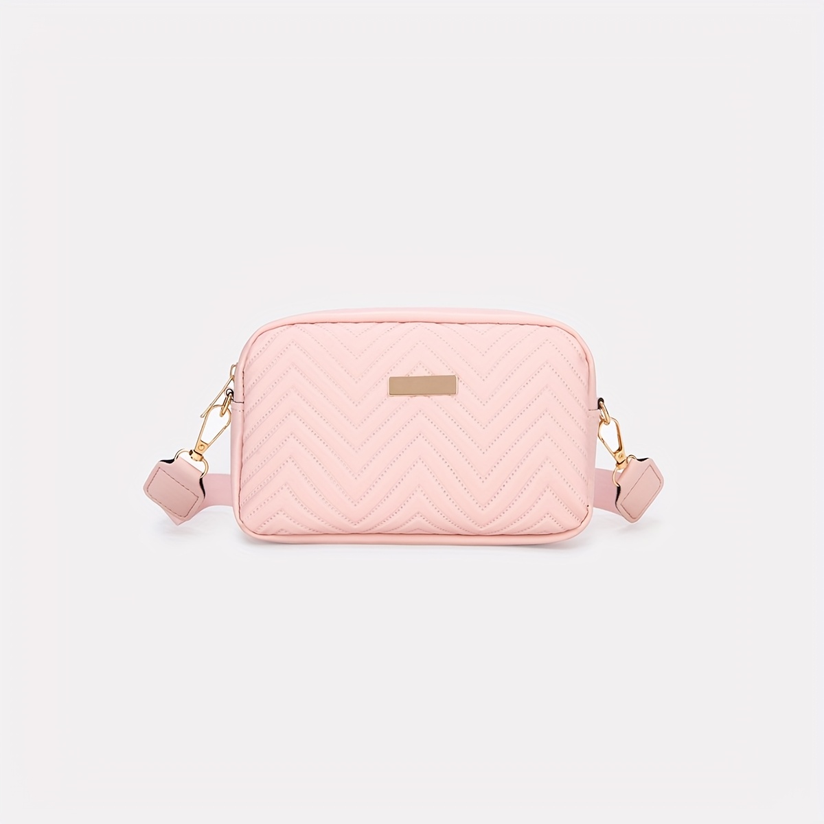 TEMU Women's Crossbody Bag, Simple And Fashionable Embossed Small Square Bag, Outdoor Quilted Shoulder Bag, Solid Color Lightweight Women's