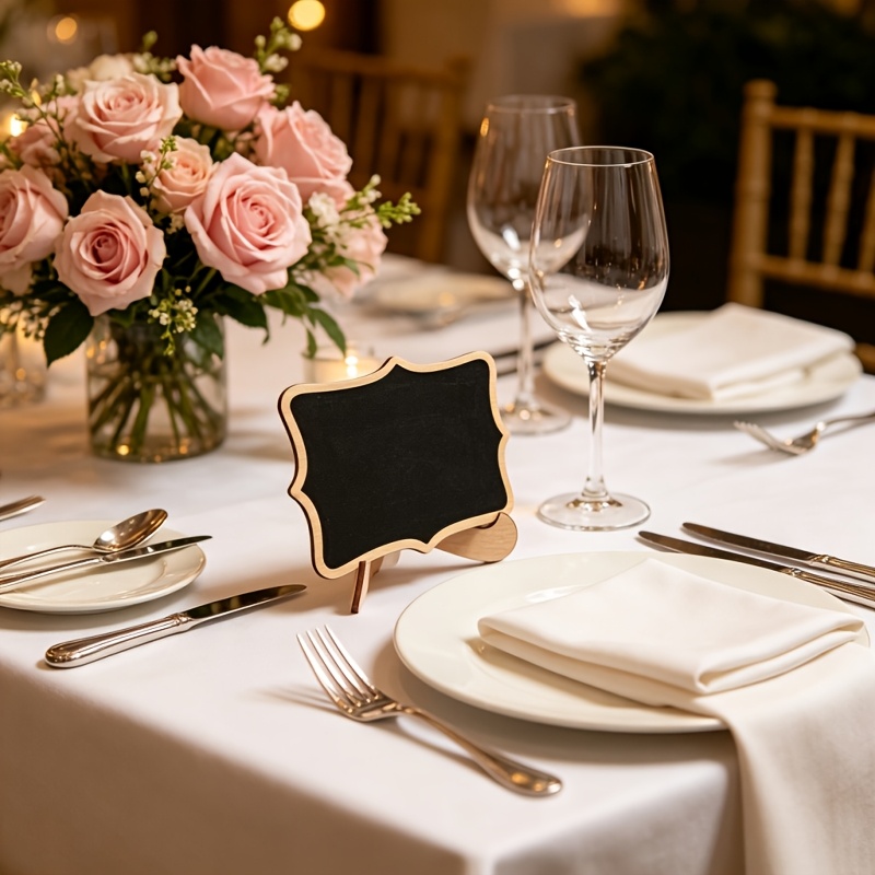 TEMU 20pcs (10pcs Square Blackboards And 10 Sets Of Bases) Small Blackboards With Stands, Wedding Signs, Blackboards, Food Signs, Seat Cards,